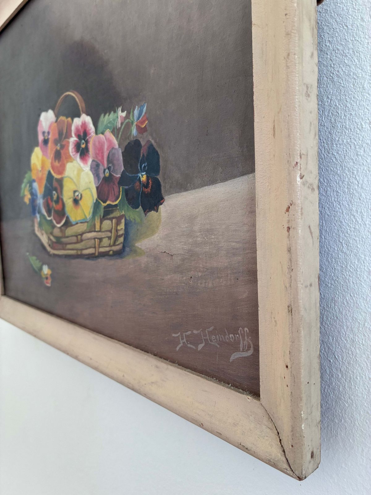 Kunst Set Vintage Bloemstillevens In Olieverf – Een Tweetal photo