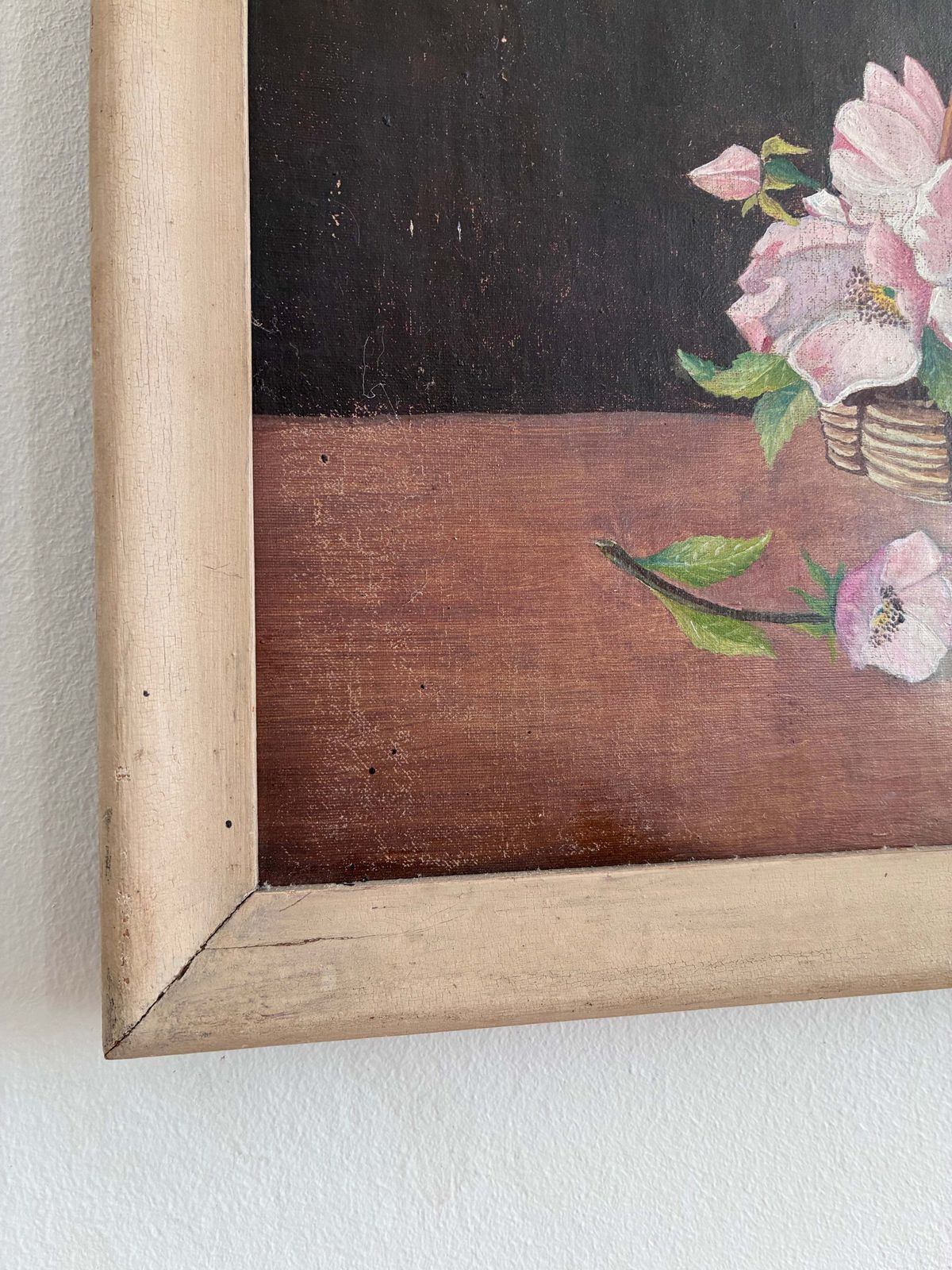 photo vintage Set Of Vintage Original Flower Oil Painting, Flower Still Life Pair