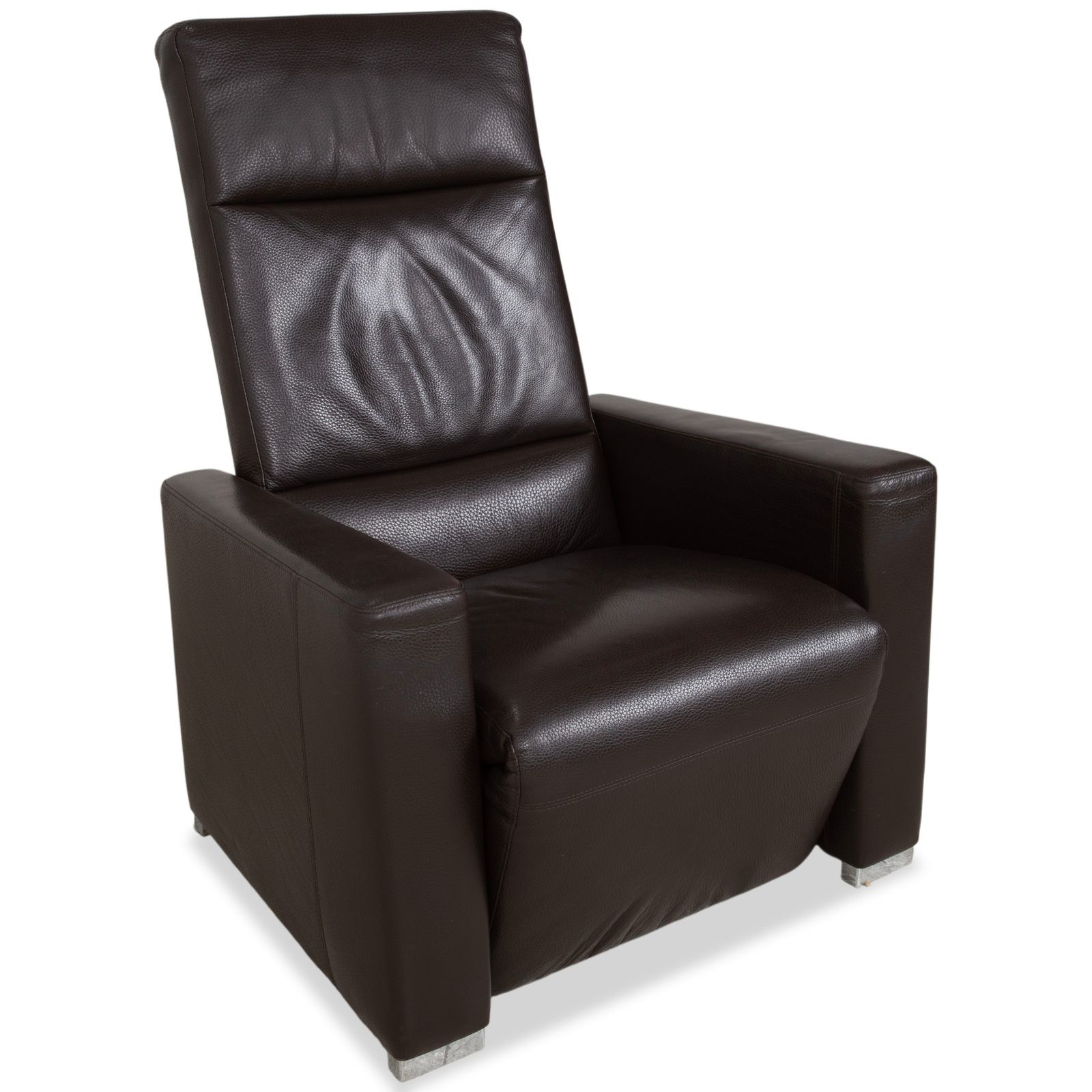 Brühl Alba Leather Armchair, Brown, Including Manual Reclining Function And Chrome Feet, Thick Leather photo for sale