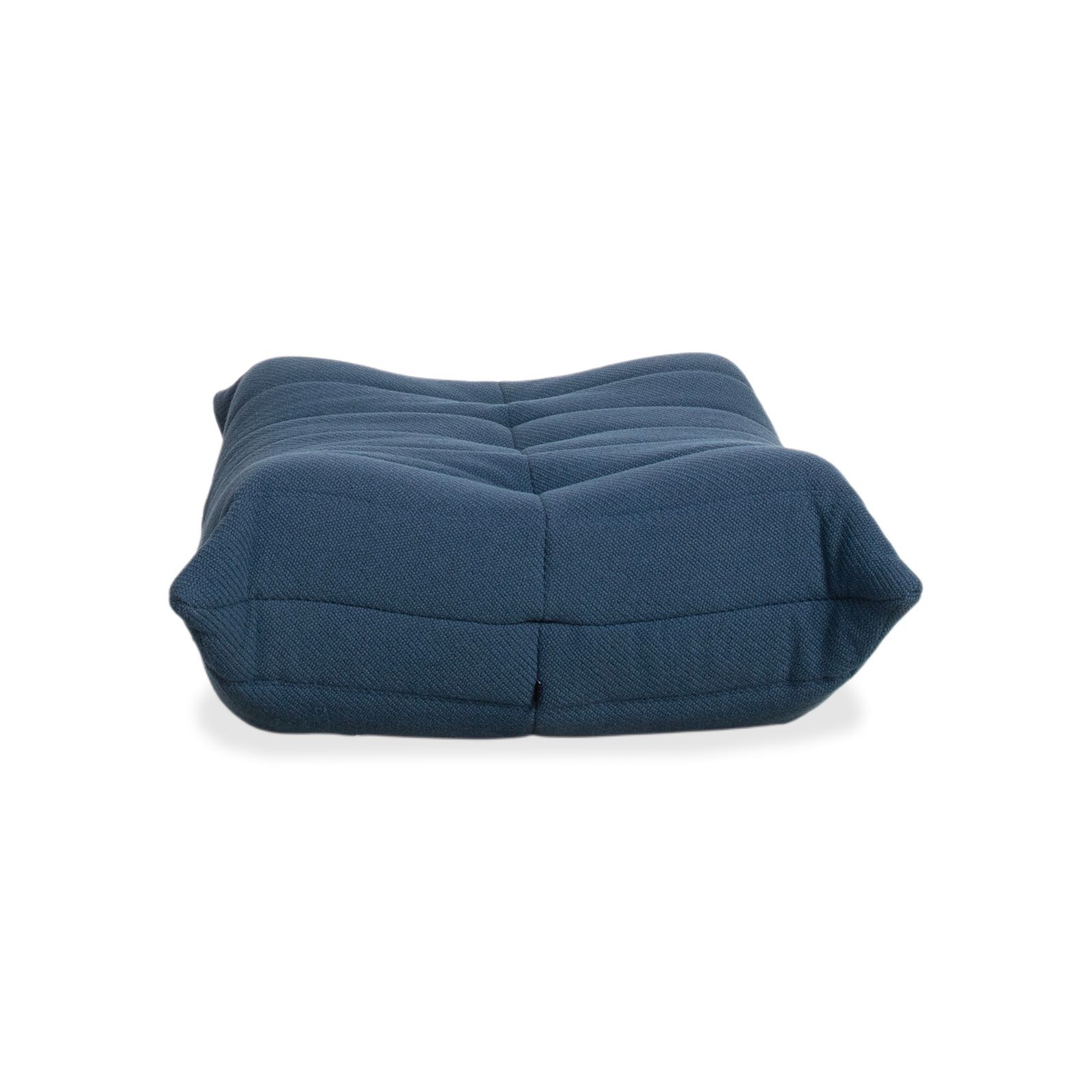 Tabouret Ligne Roset Togo, tissu bleu pétrole photo vintage