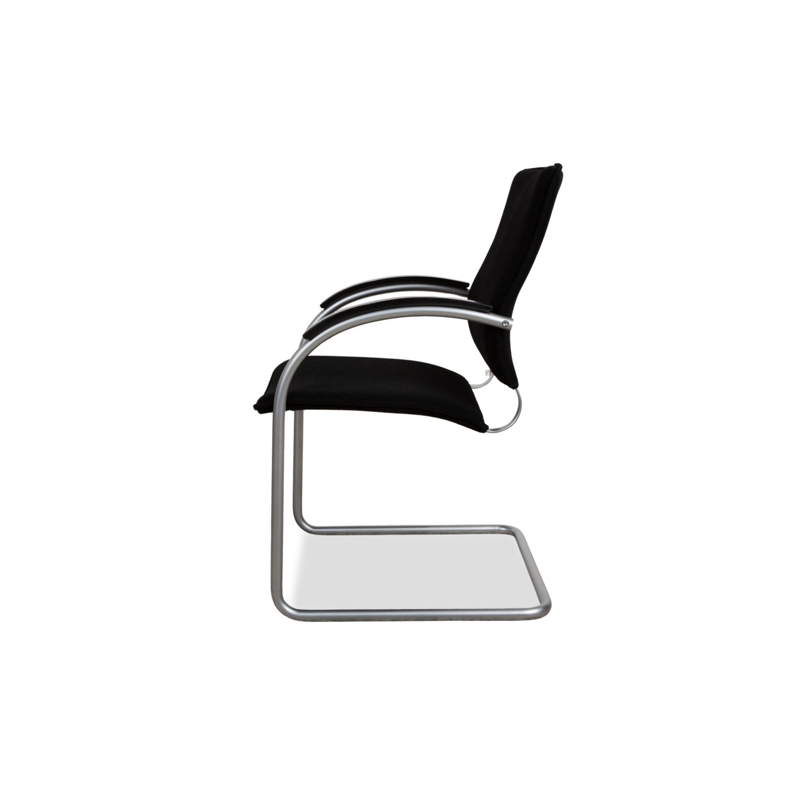 photo for sale Set van 8 Thonet S74 stoelen – stof, zilver, vrijdragend, zwart