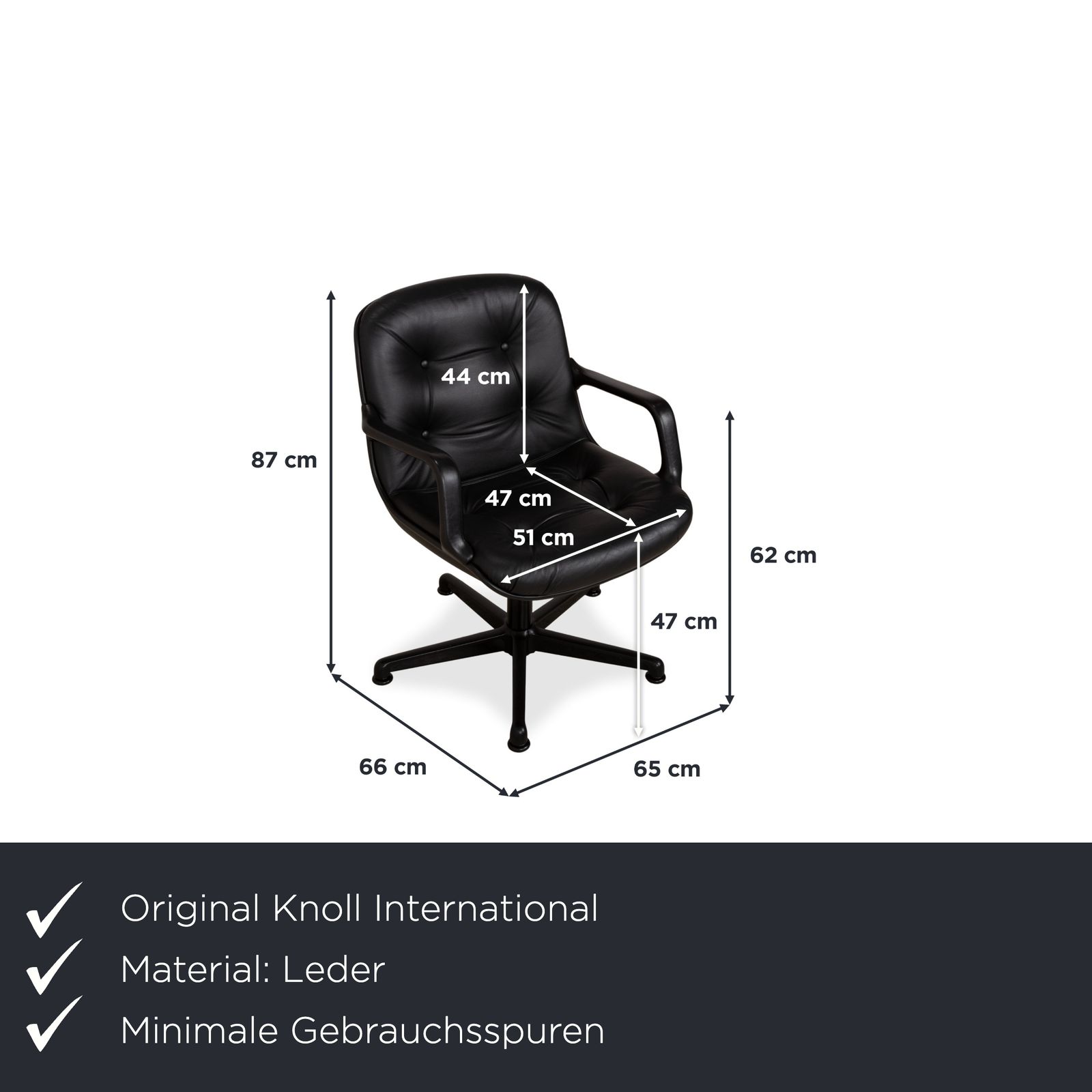 Fauteuil de direction Charles Pollock Comforto Knoll, années 1960, cuir noir véritable photo furniture