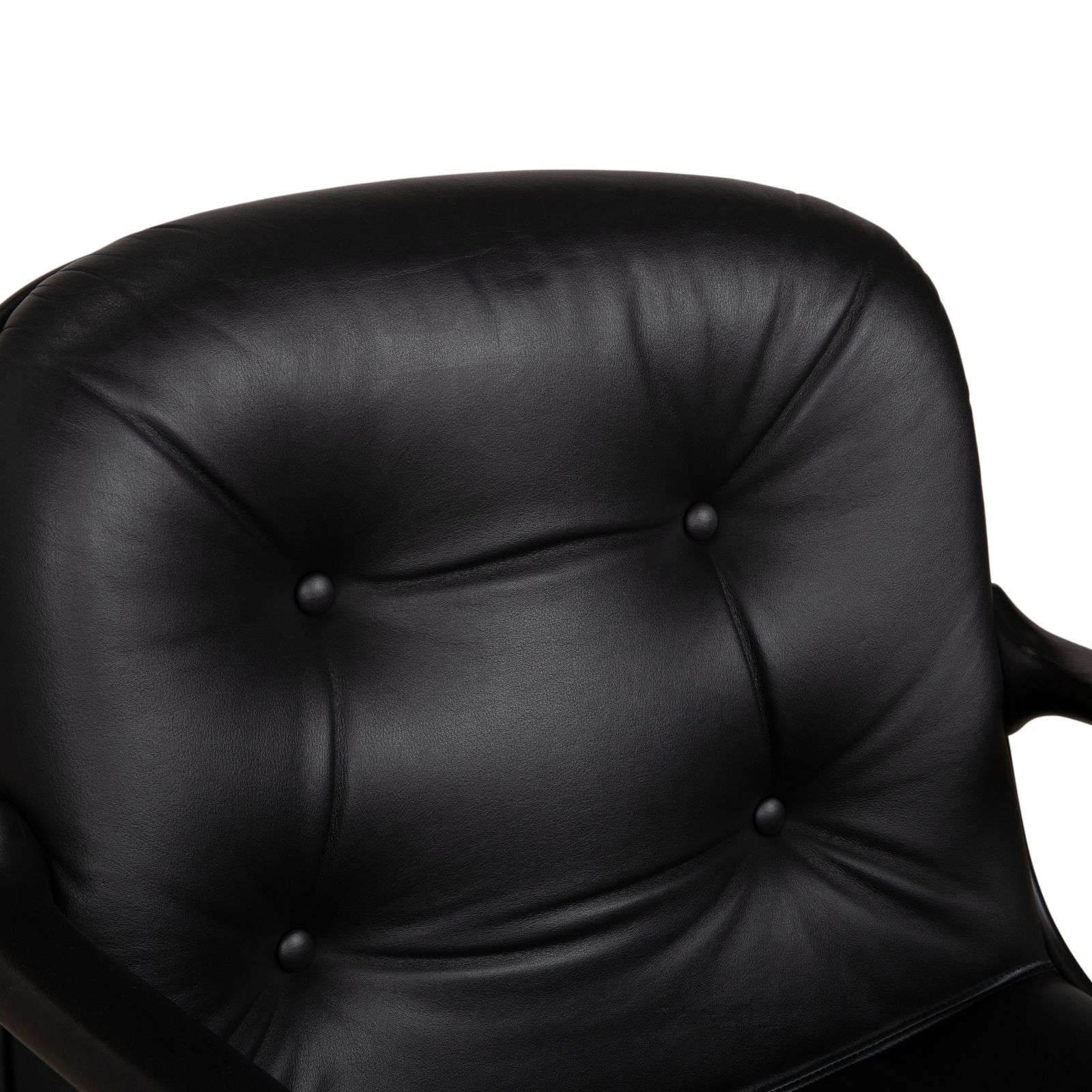 Fauteuil de direction Charles Pollock Comforto Knoll, années 1960, cuir noir véritable photo vinterior