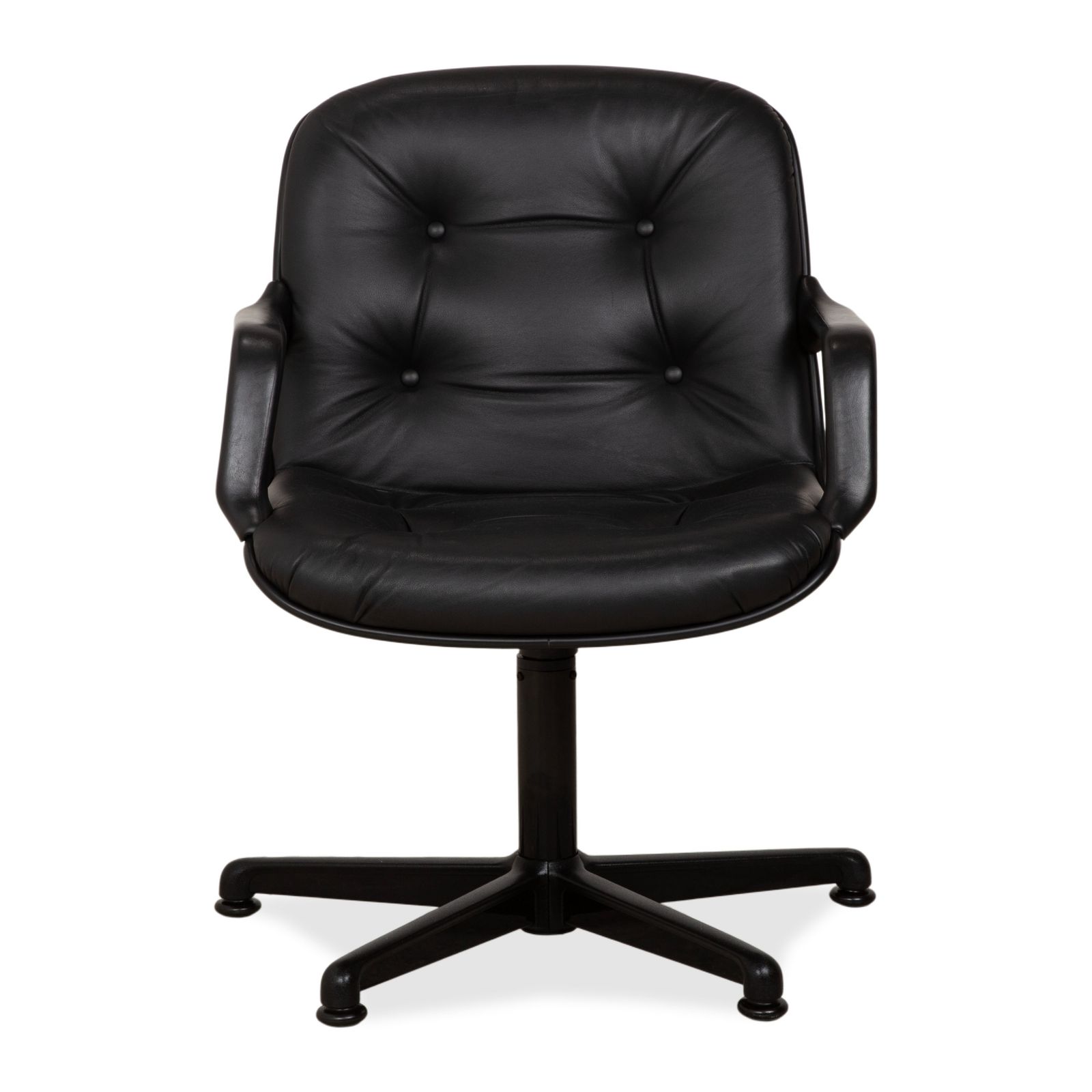 photo for sale Charles Pollock Comforto Executive Chair Knoll 1960s Leather Executive Black Genuine Leather Office Chair
