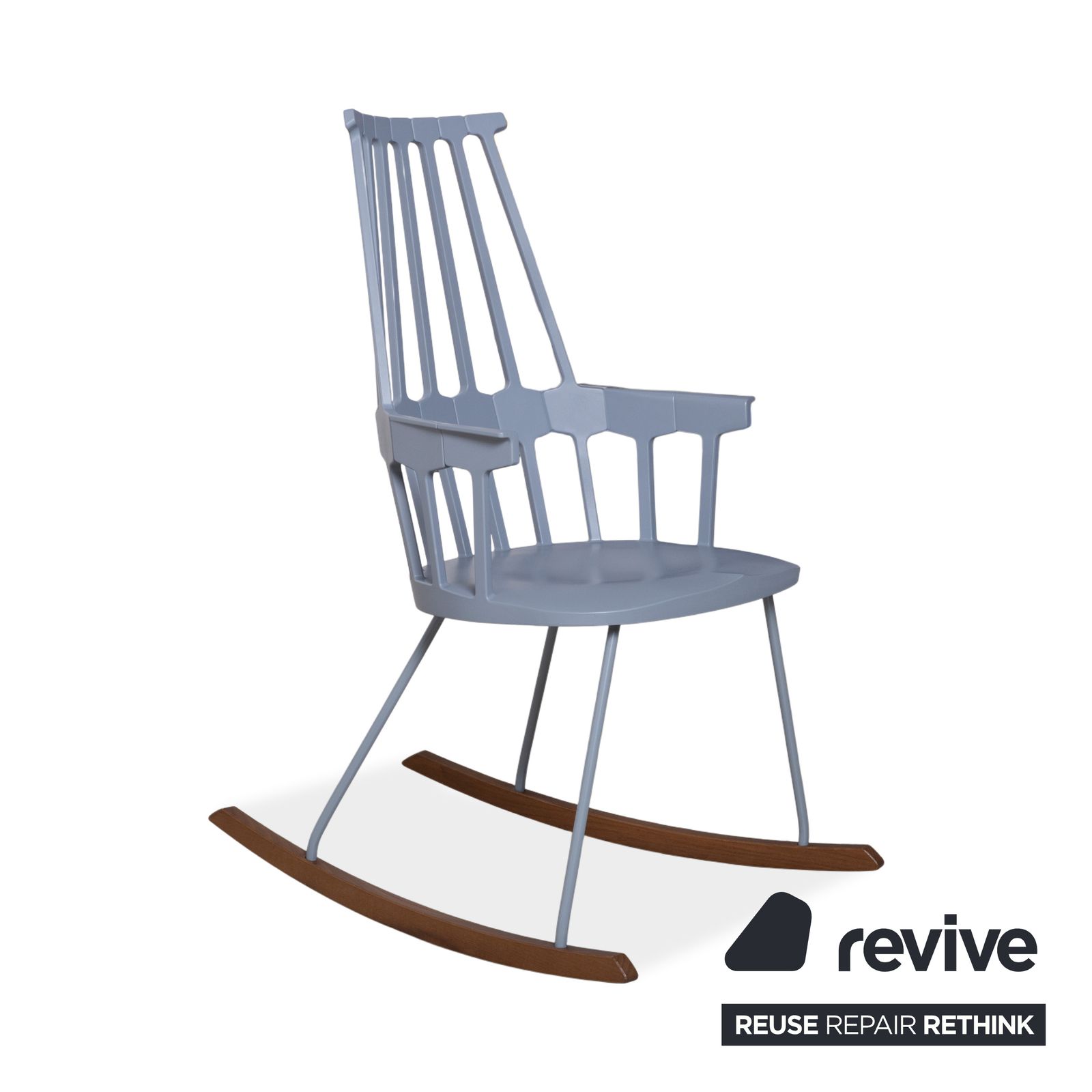 Kartell Comeback Rocking Chair Wood Plastic Blue Patricia Urquiola photo Furniture