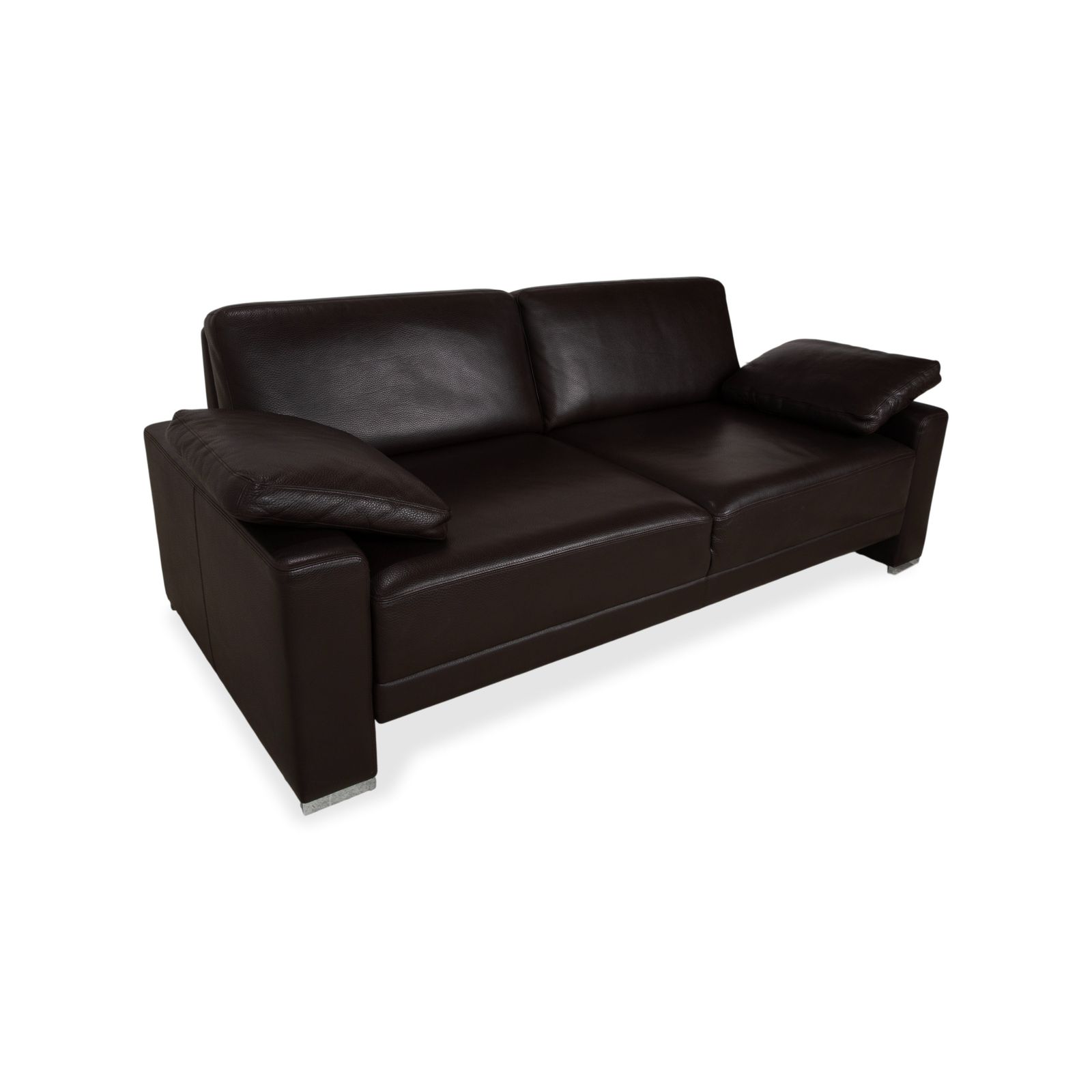 Brühl Alba Three Seater Leather Sofa, Brown, Including Headrest And Chrome Feet, Thick Leather photo for sale