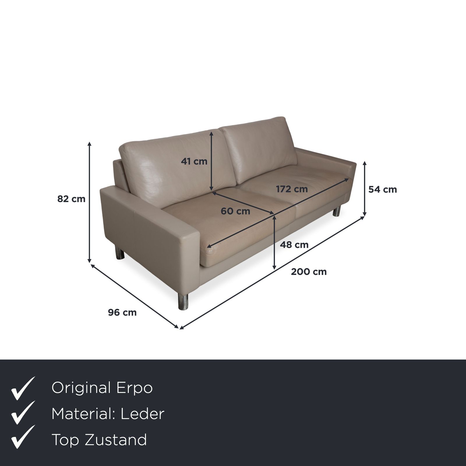 Canapé 3 places Erpo CL 500 en cuir, crème beige photo furniture