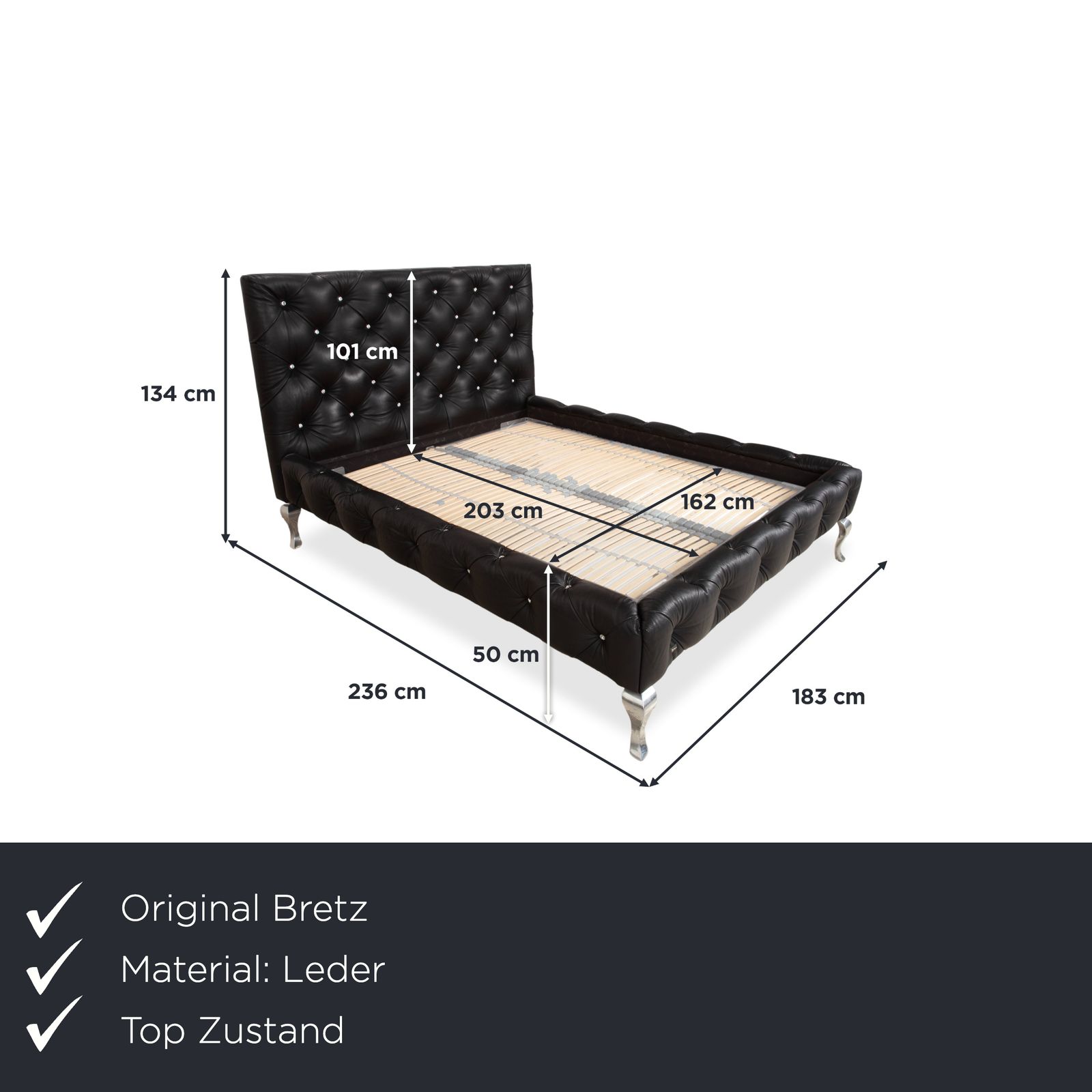 Lit Bretz Marilyn en cuir noir, chambre photo furniture