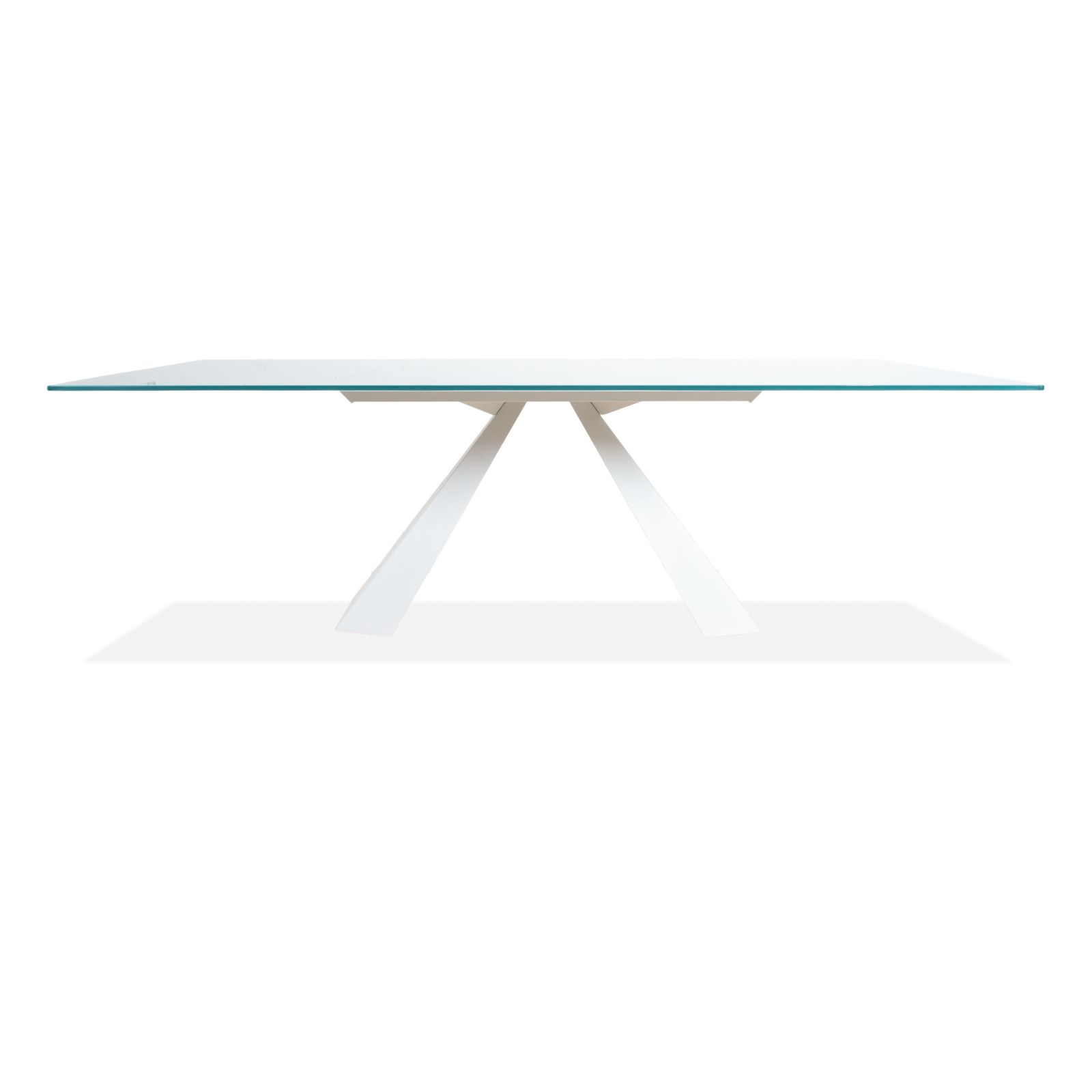 Table à manger Cattelan Italia en verre, cadre blanc, bleu clair turquoise, 240 x 120 cm photo vintage