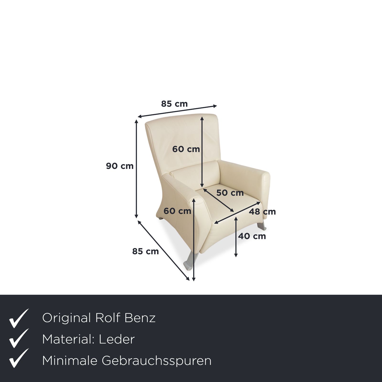 Rolf Benz 322 Leren Fauteuil Wit Crème photo furniture
