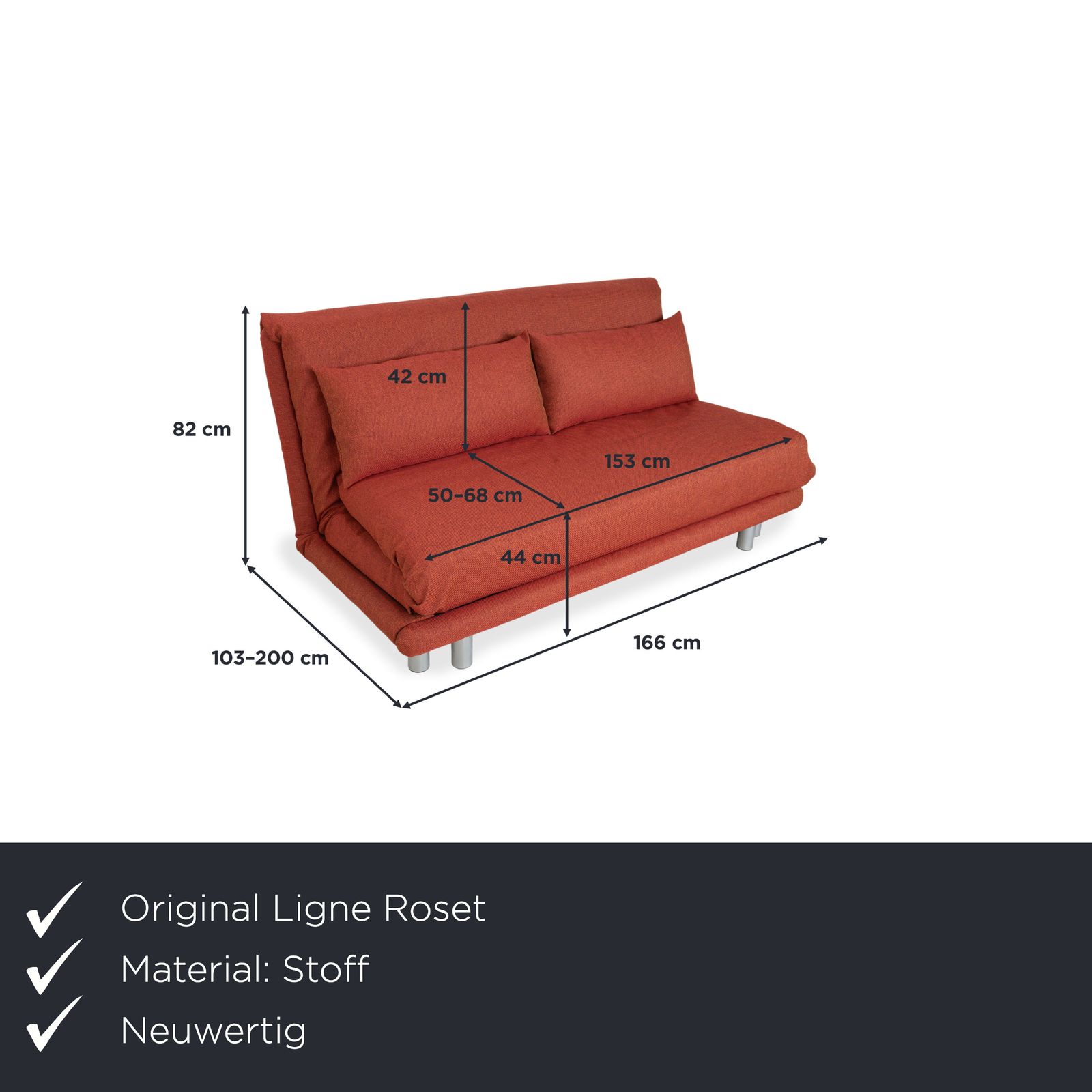 Canapé 3 places Ligne Roset Multy en tissu, rouge rouille brun, retapissé photo furniture