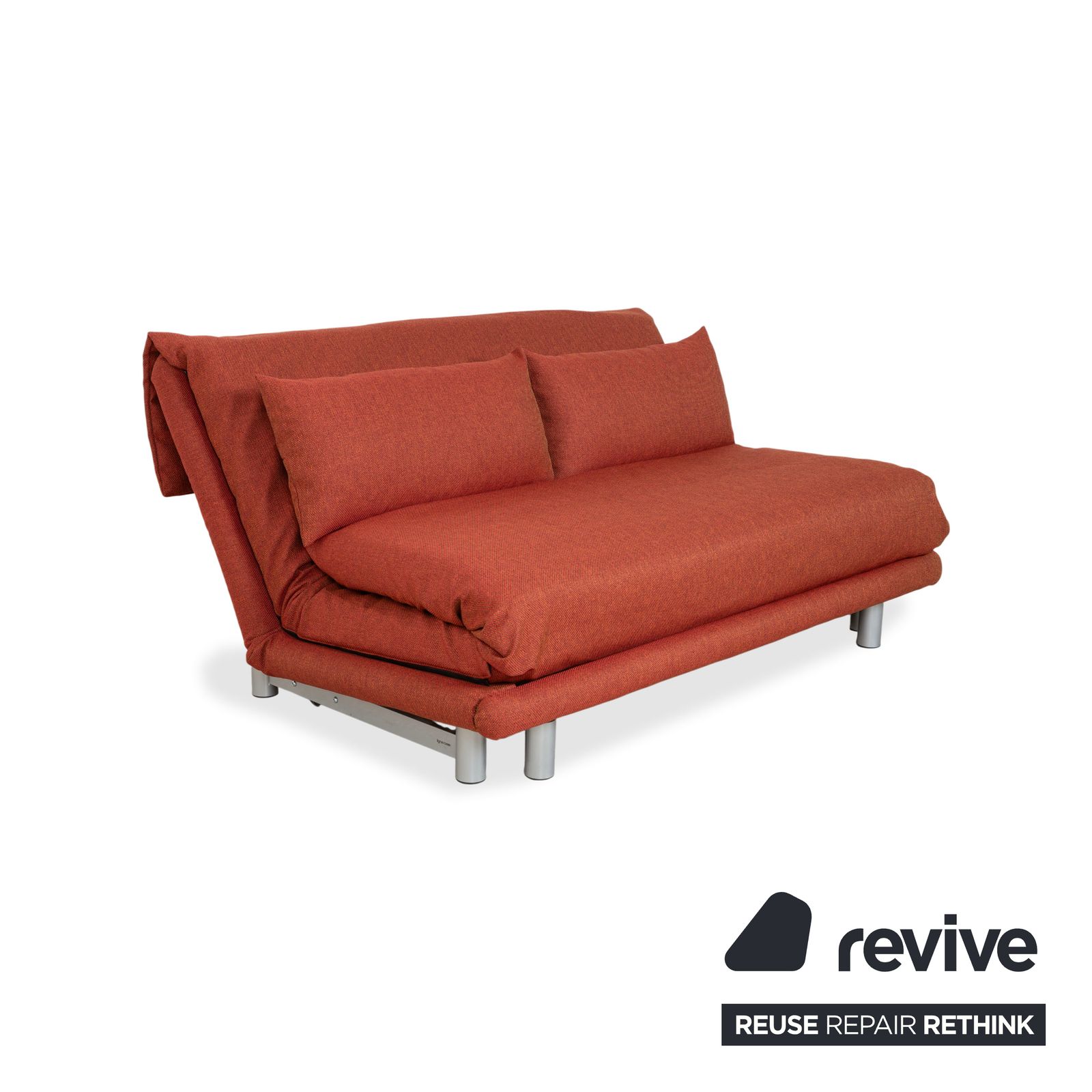 Canapé 3 places Ligne Roset Multy en tissu, rouge rouille brun, retapissé photo Mobilier