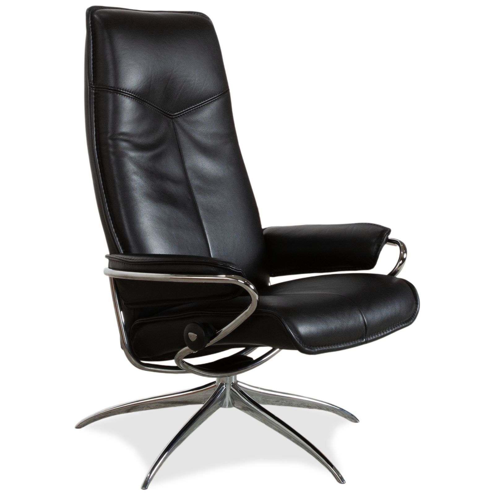 Stressless City Leather Recliner Black Incl. Footstool, Manual Function, Star Base photo vinterior