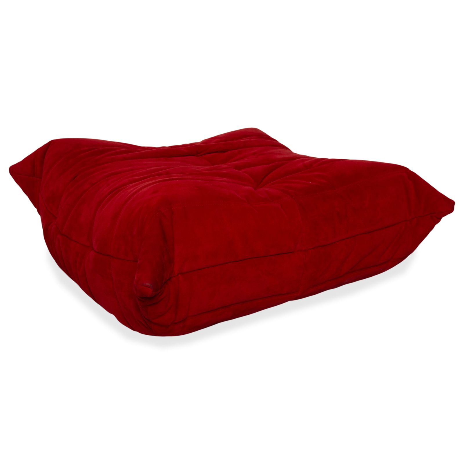 Tabouret Ligne Roset Togo en tissu Alcantara rouge corail