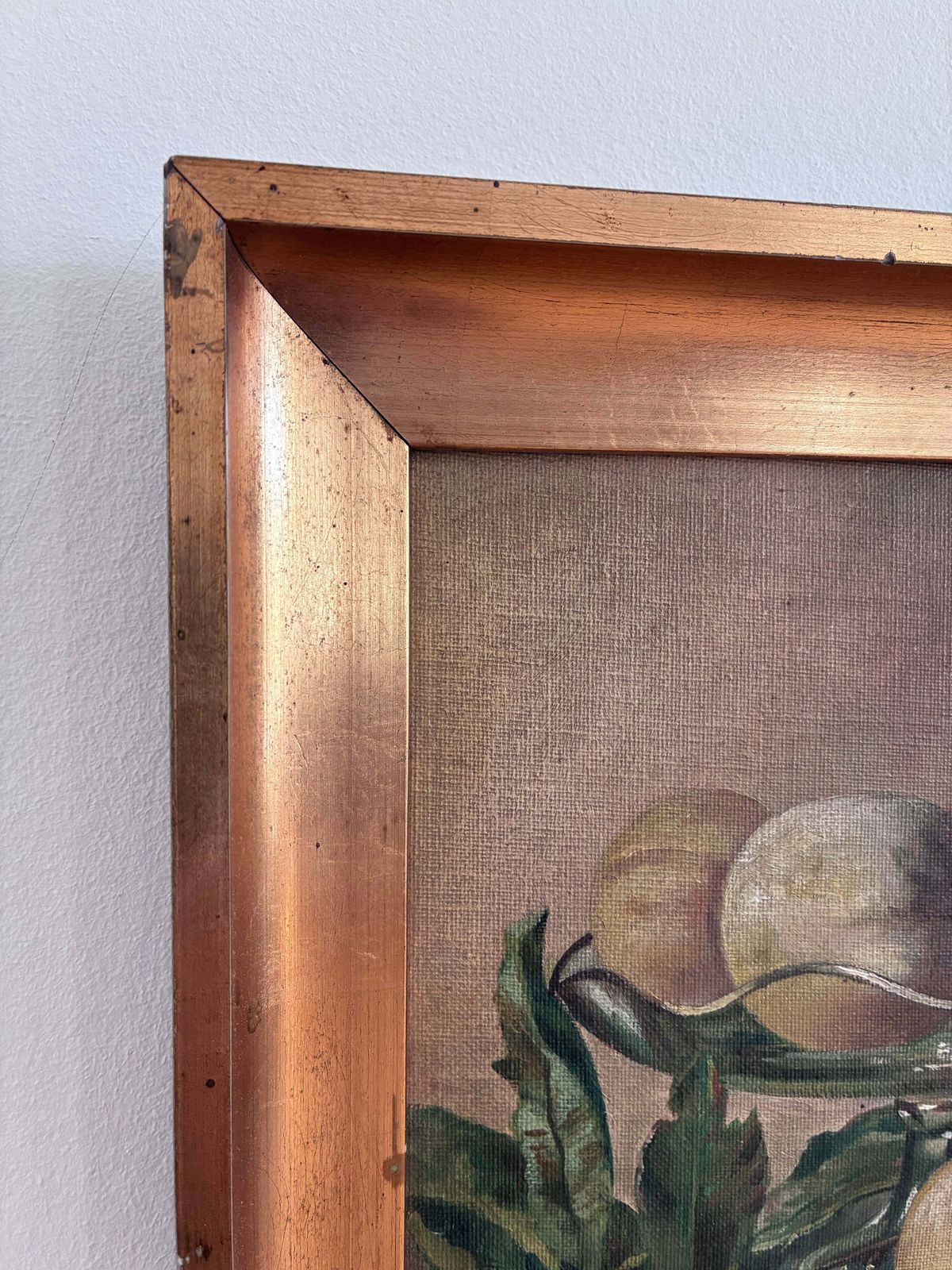 Antique Original Still Life Oil Painting, Fruit Kitchen Art photo vintage
