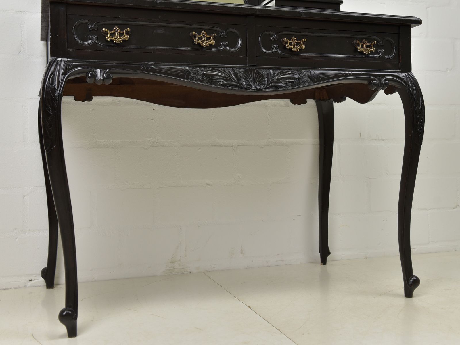 photo for sale Antique! Restored Mahogany Dressing Table, Black, Rococo Style, Ladies' Desk