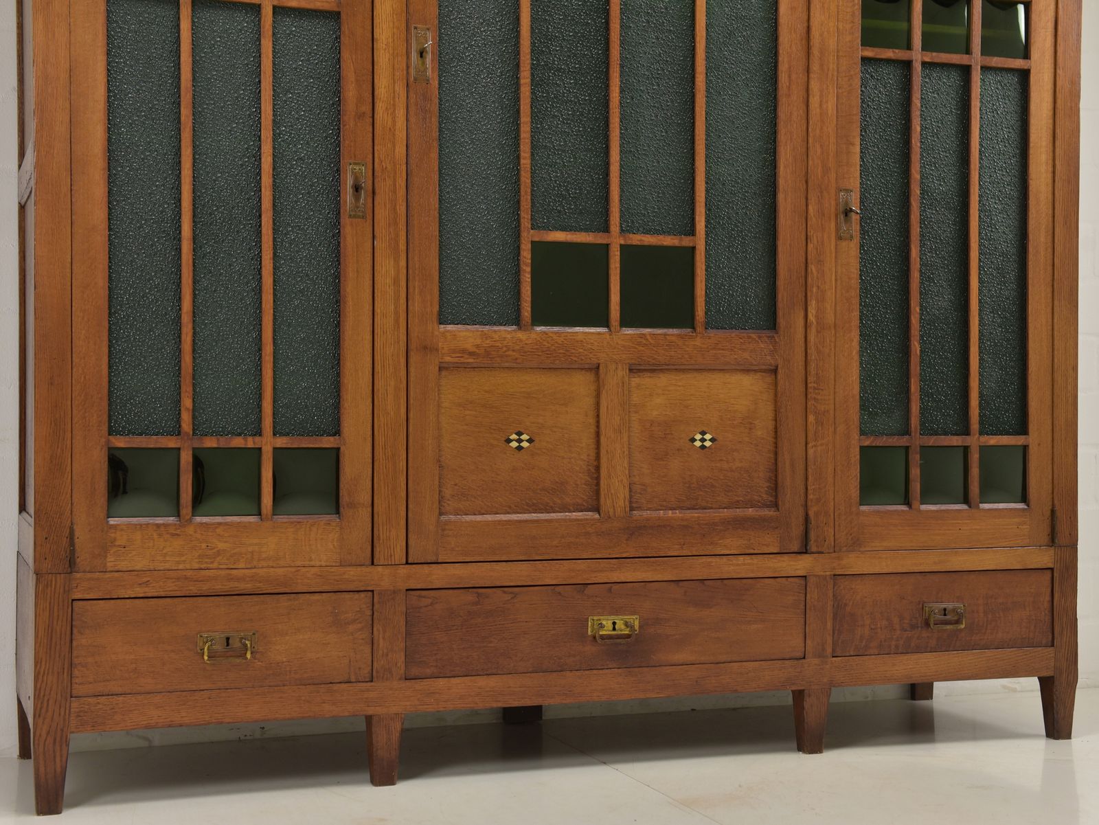 photo for sale Antique! Large Restored Art Nouveau Oak Display Cabinet/Bookcase