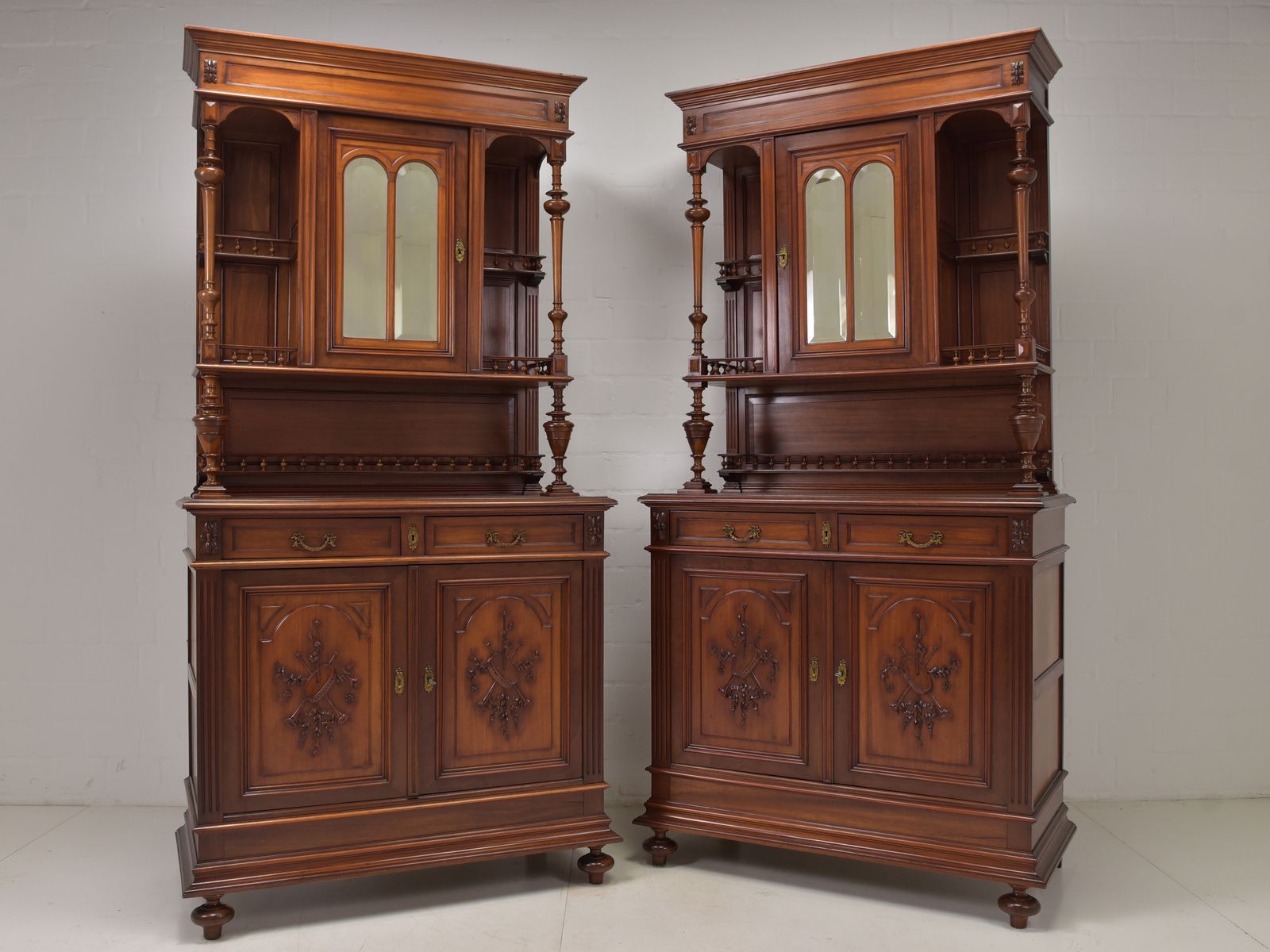 1317.0 Antique! Restored Mahogany Buffet Cabinet, Gründerzeit/Historicism Period, 2 Of 2 photo