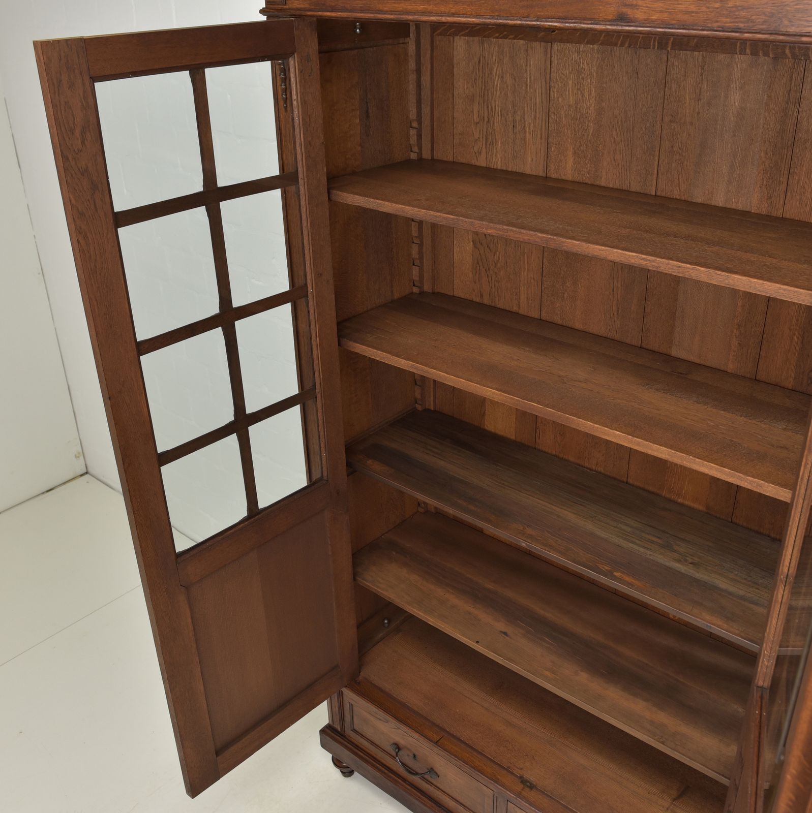 Antique! Restored Art Nouveau/Art Deco Oak Bookcase/Display Cabinet photo Furniture