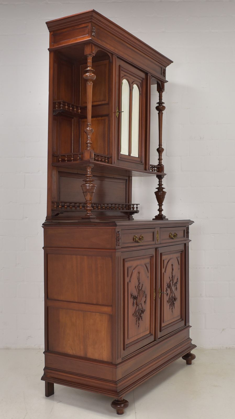 photo for sale Antique! Restored Mahogany Buffet Cabinet, Gründerzeit/Historicism Period, 1 Of 2