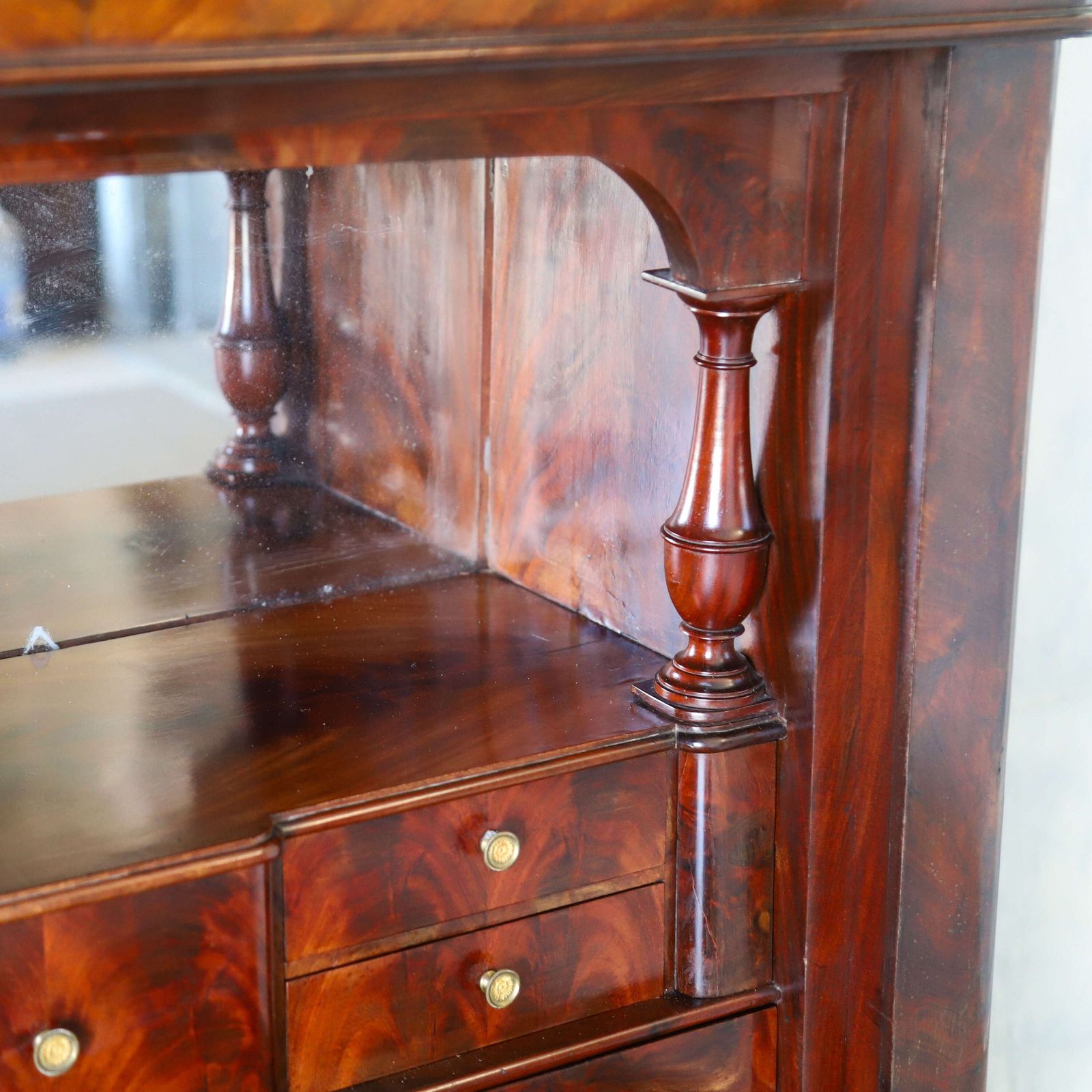 19th C All Original French Secrétaire à Abattant Cabinet   Marble Top & Secret Drawers photo vintage