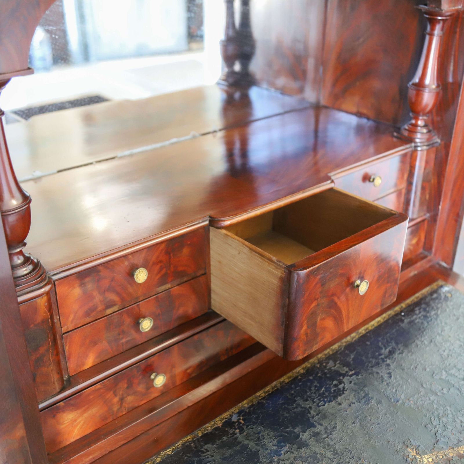 photo vinterior 19th C All Original French Secrétaire à Abattant Cabinet   Marble Top & Secret Drawers