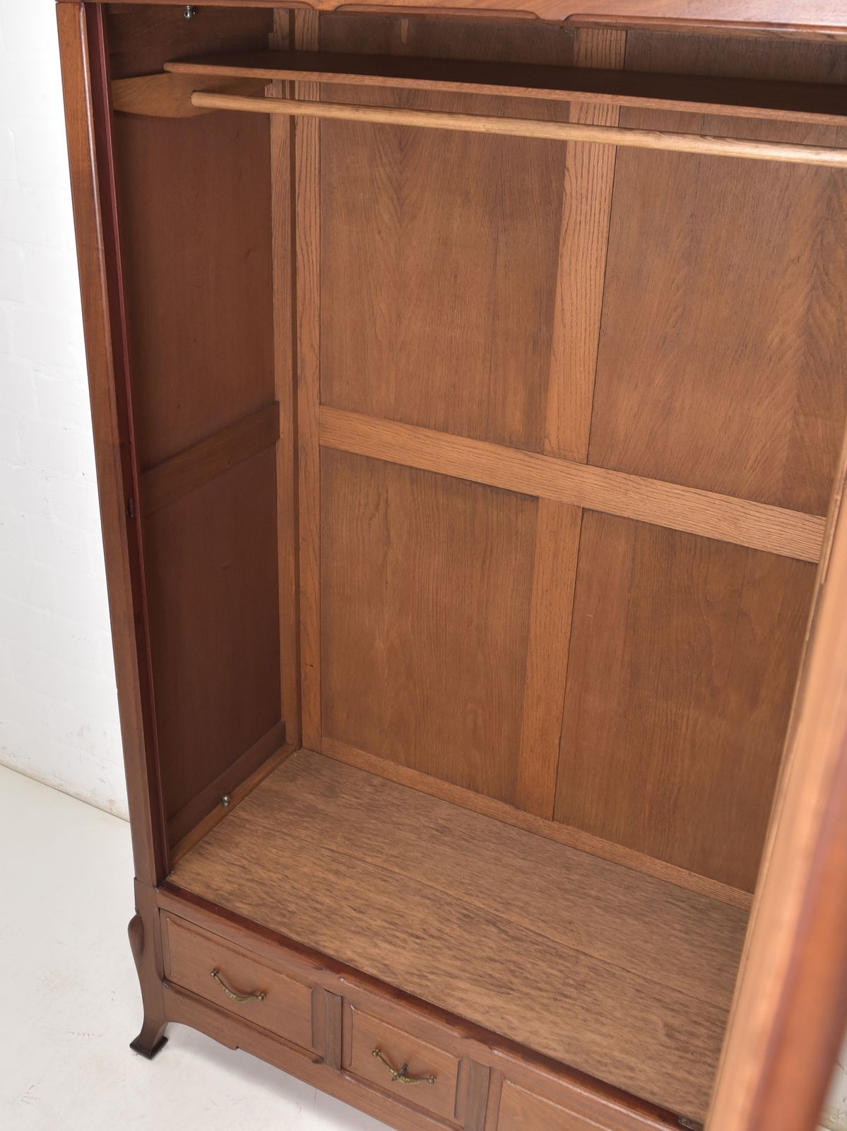 Antique! Restored Art Nouveau Wardrobe, Solid Mahogany, Narrow, For Bedroom photo Furniture