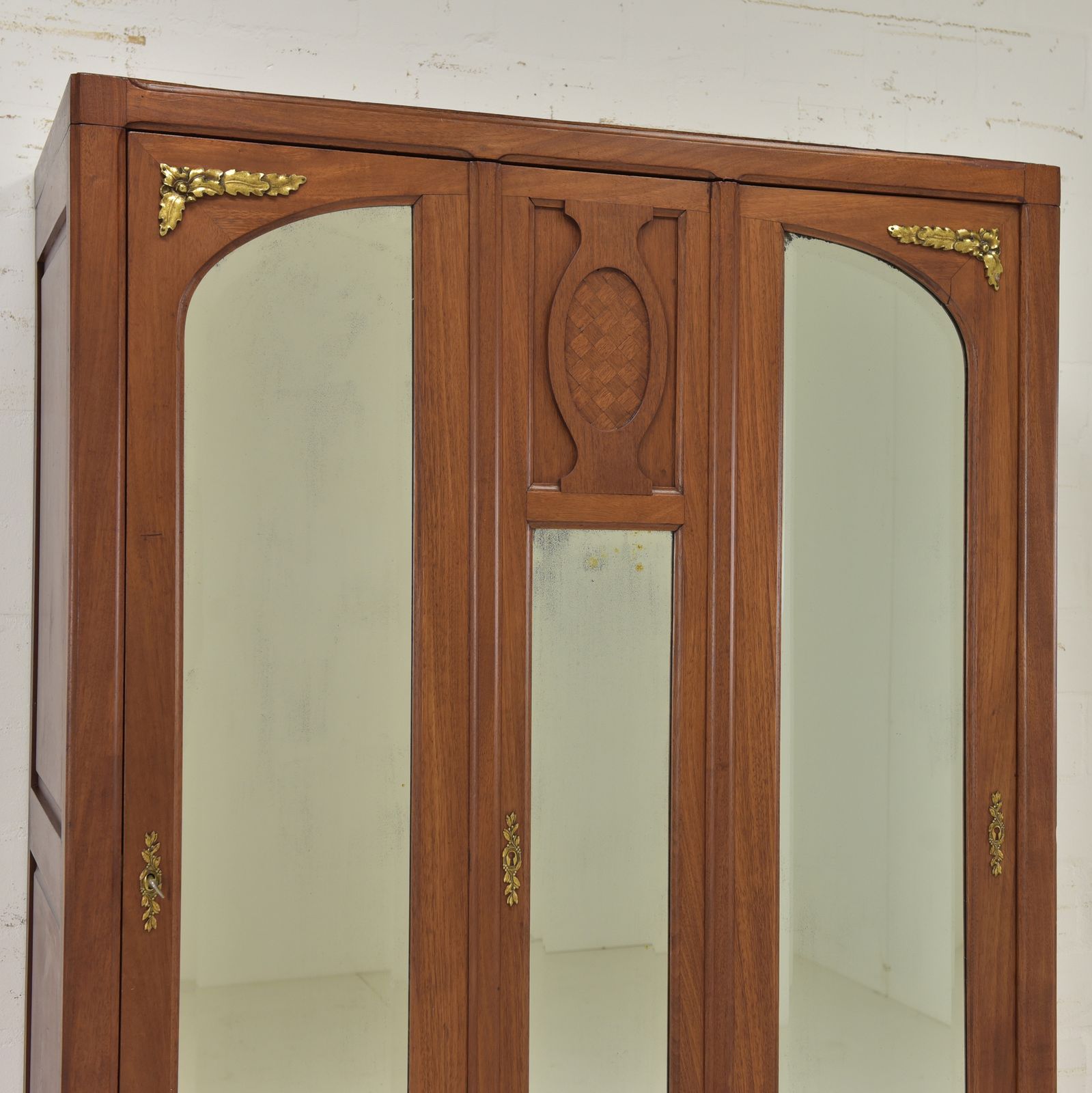 Antique! Restored Art Nouveau Wardrobe, Solid Mahogany, Narrow, For Bedroom photo vintage