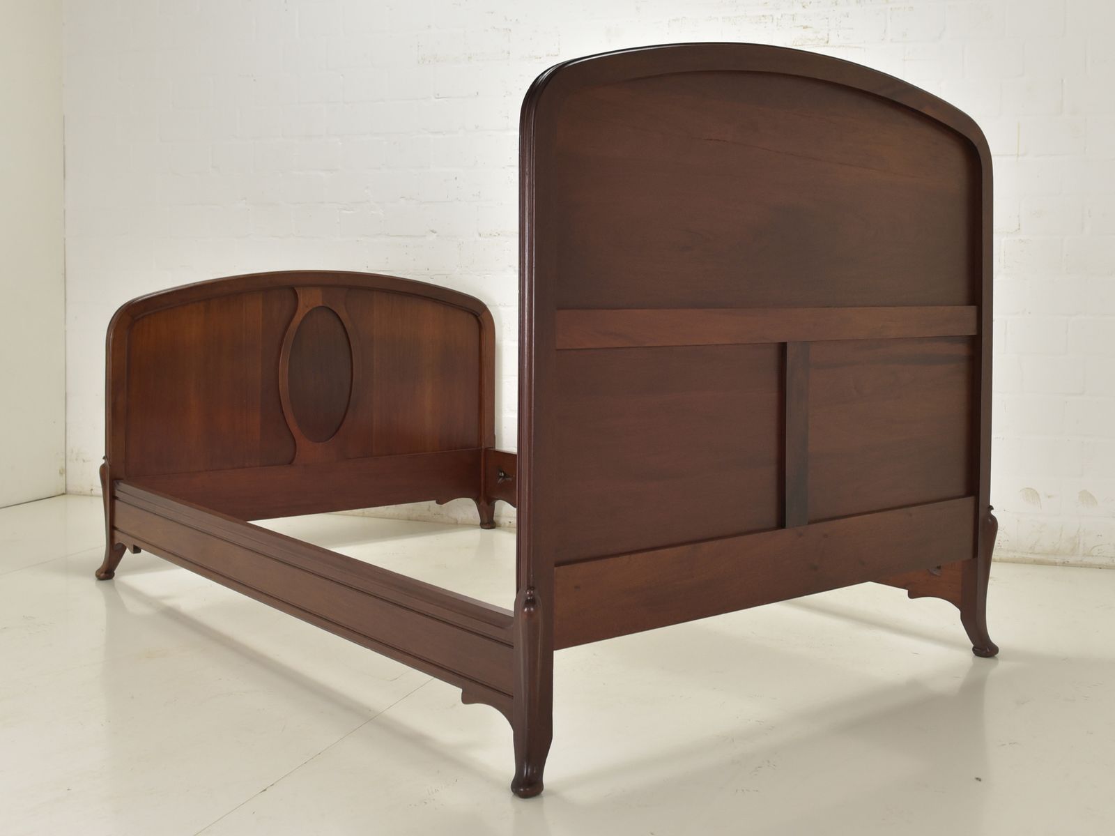 Furniture Antique! Bed 200 X 130 Cm, Restored Solid Mahogany, Art Nouveau Bedroom photo