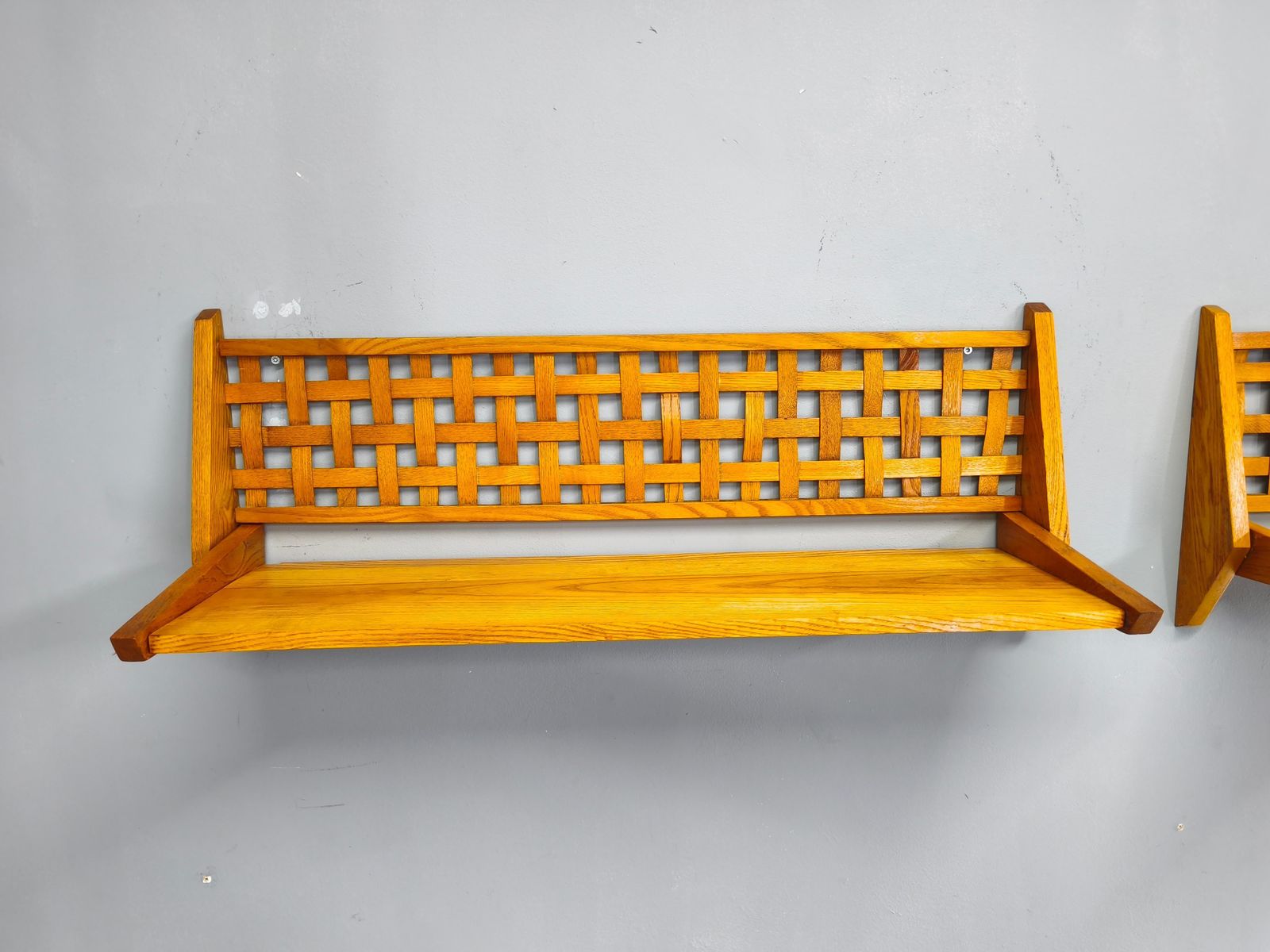 Pair Of Mid Century Folding Wall Shelves By Uluv, Czechoslovakia 1960s photo furniture