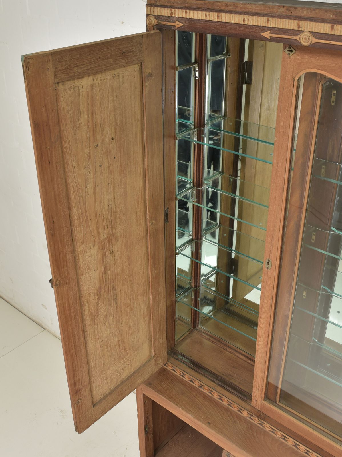 Antique! Narrow Art Deco Cabinet, Restored, Display Case, Collector's Cabinet, 1 Of 2 photo Furniture