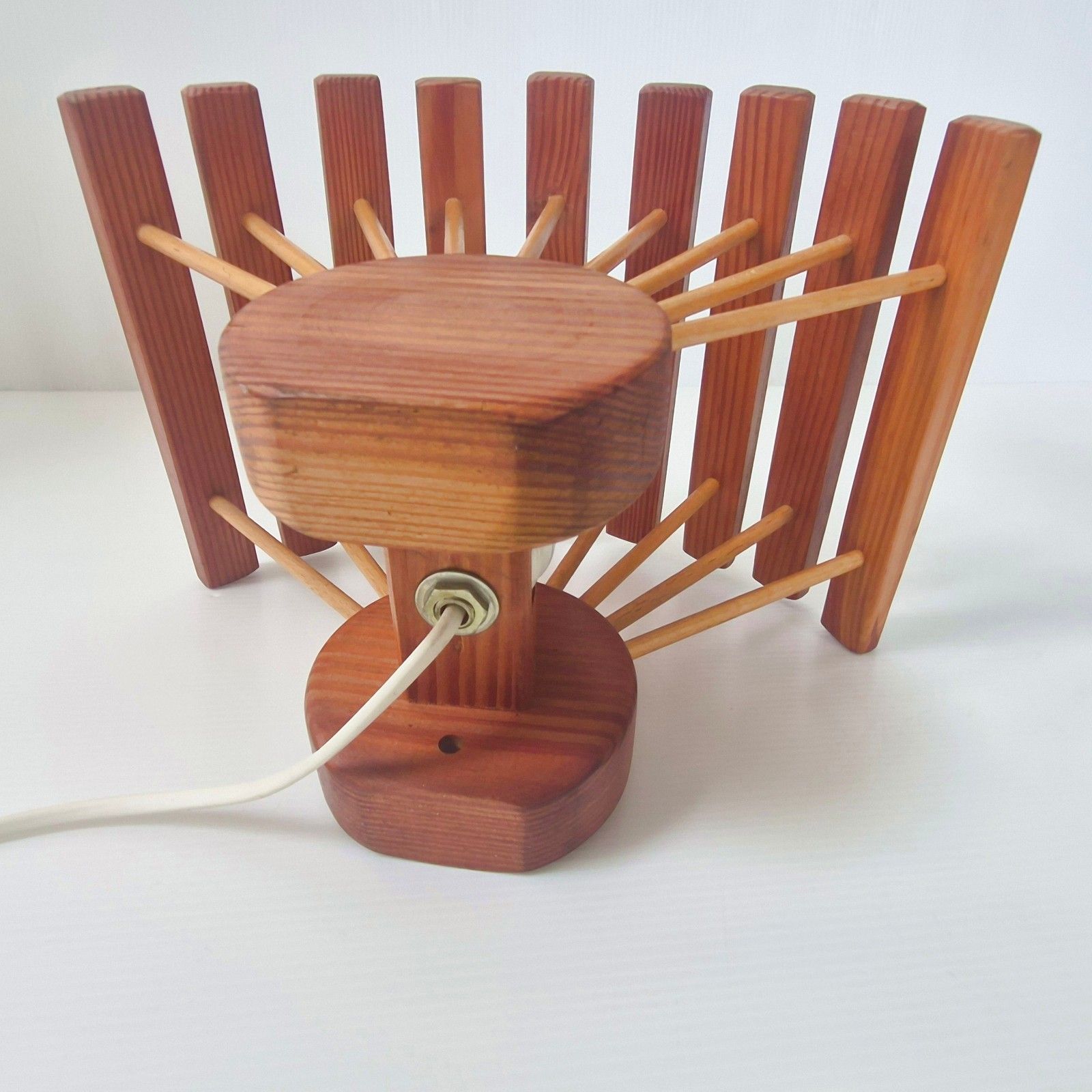Pair Of Vintage 1960s Original Pierre Chapo Lamps In Pine 60s 1960s Fan Shape photo vintage