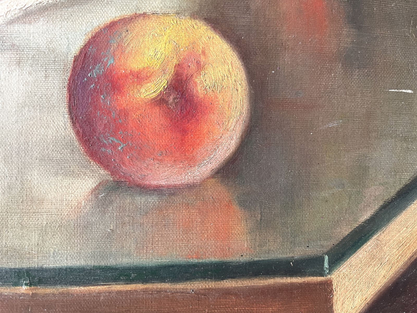 Original 1920's Framed Still Life Oil On Canvas, Antique Fruits Painting Signed By Gaston Hamanovick photo vinterior