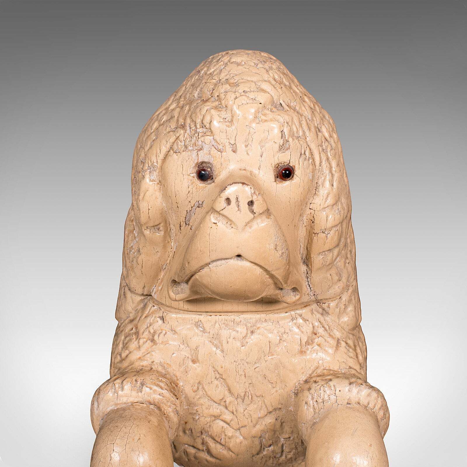 photo furniture Antique Poodle Tobacco Jar, English, Fruitwood, Dog, Treen, Figural, Edwardian