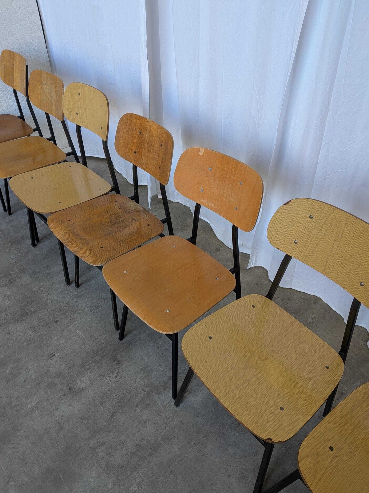 Set Of 7 Vintage Industrial School Chairs / Stol Kamnik 1970s Yugoslavia photo 1319.0