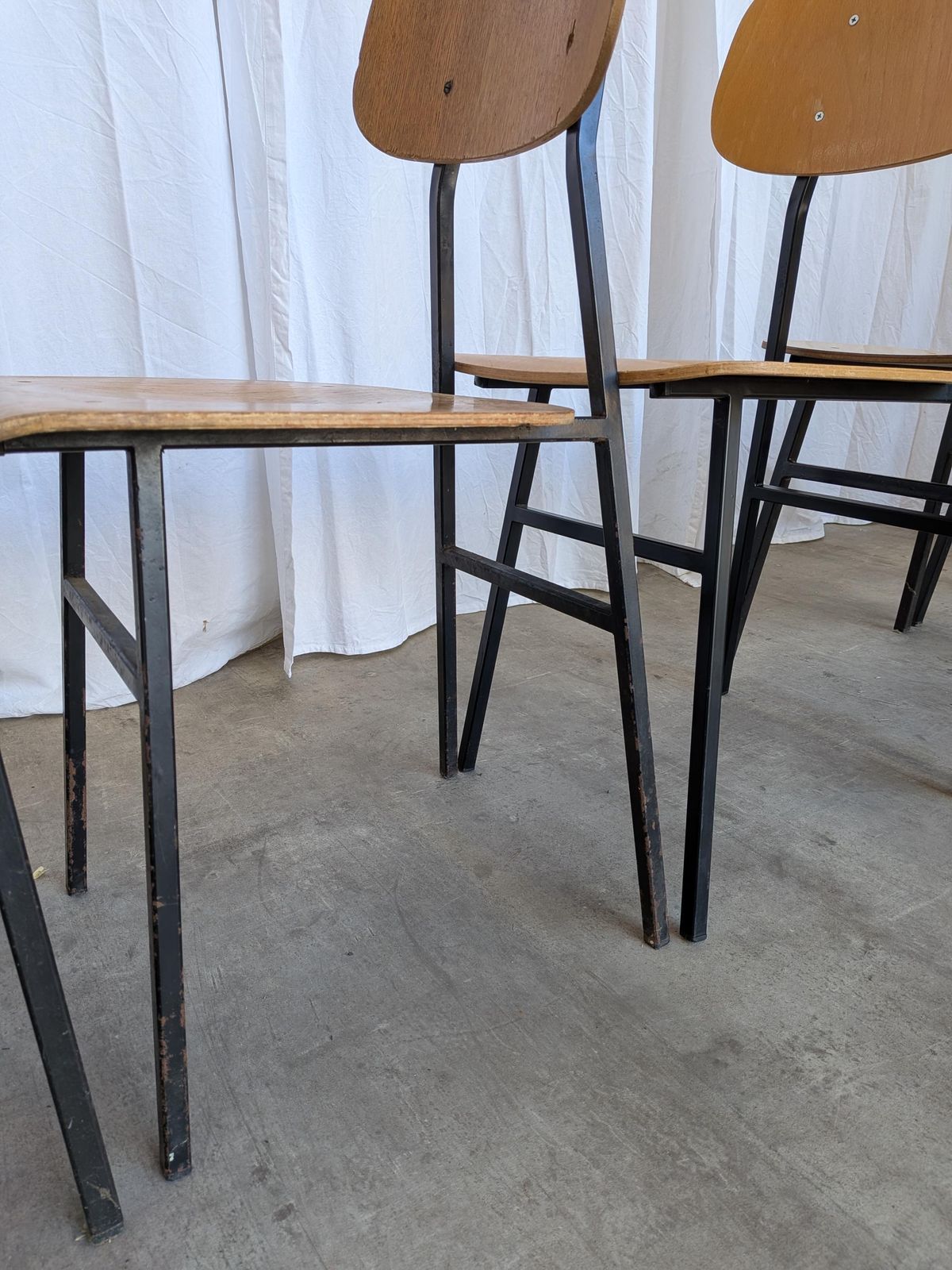Set Of 7 Vintage Industrial School Chairs / Stol Kamnik 1970s Yugoslavia photo vintage