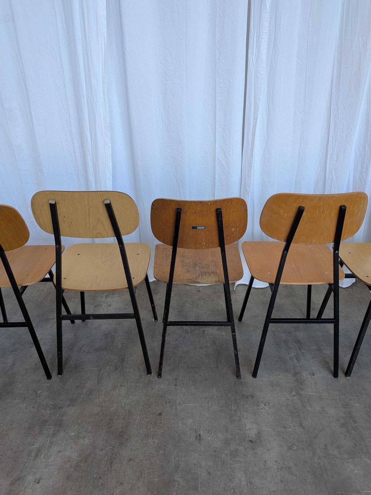 photo vinterior Set Of 7 Vintage Industrial School Chairs / Stol Kamnik 1970s Yugoslavia