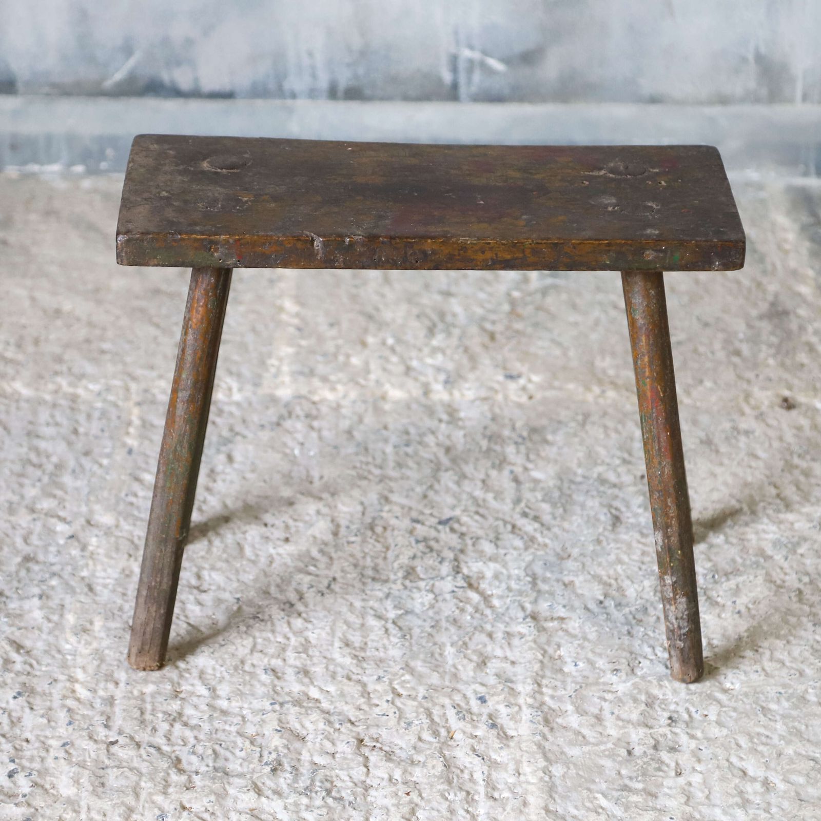 19th Century Eastern European Milking Stool In Original Green Paint photo furniture