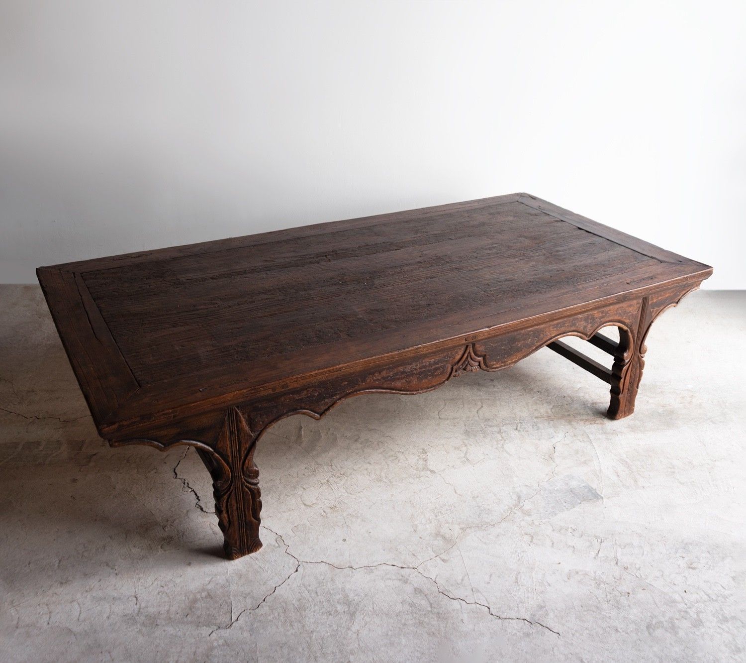 Antique Chinese Elm Low Table / Day Bed, Large Coffee Table, 19th Century photo vinterior