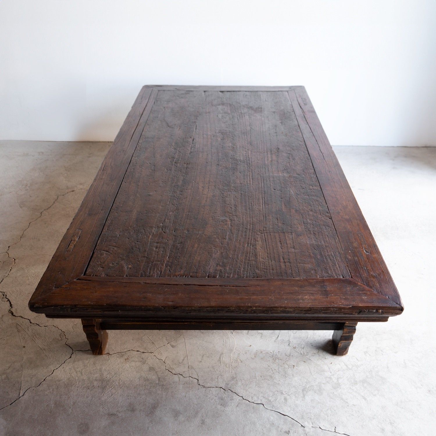 Furniture Antique Chinese Elm Low Table / Day Bed, Large Coffee Table, 19th Century photo