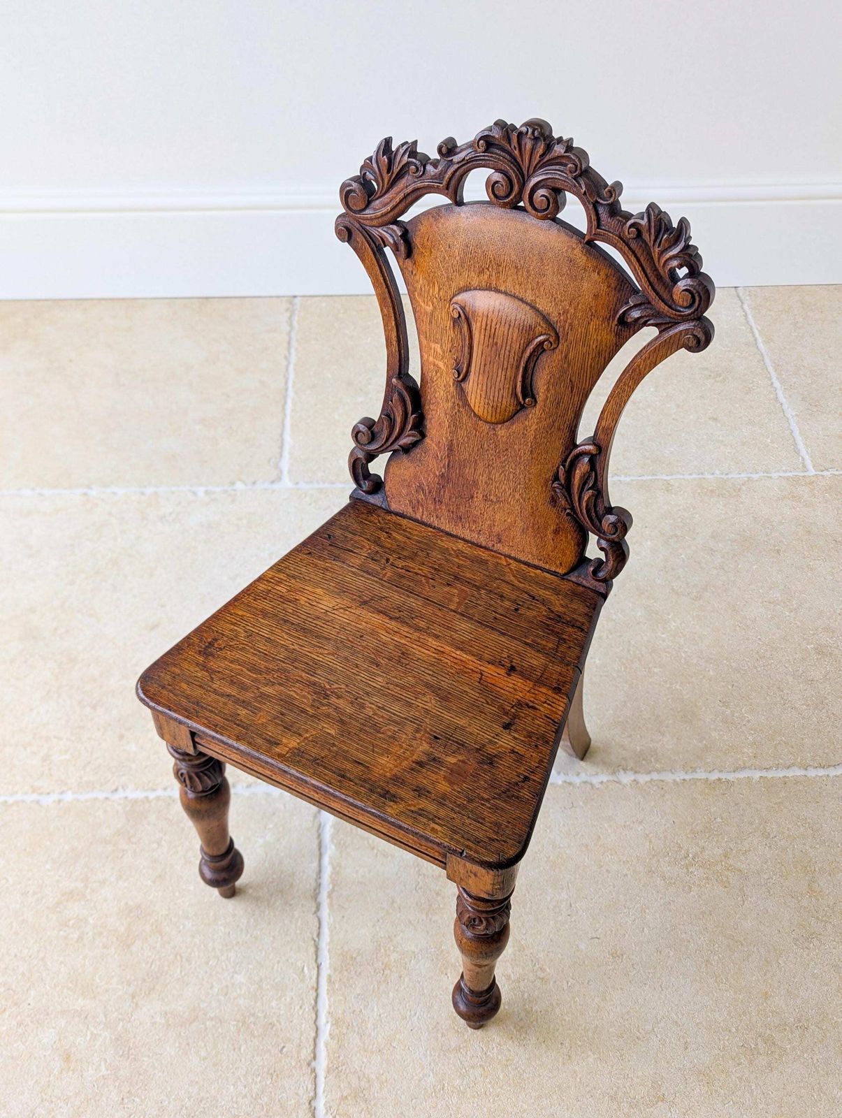photo buy Pair Of Antique Victorian Oak Hall Chairs C.1870