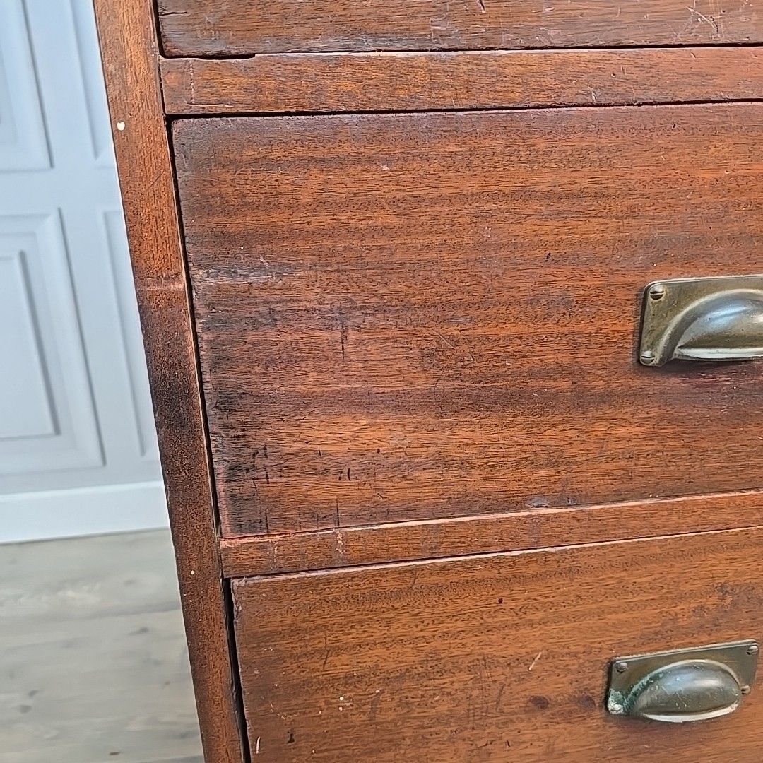 650.0 Antique Filing Cabinet Office Chest Drawers – Brass Vintage Wooden Industrial photo