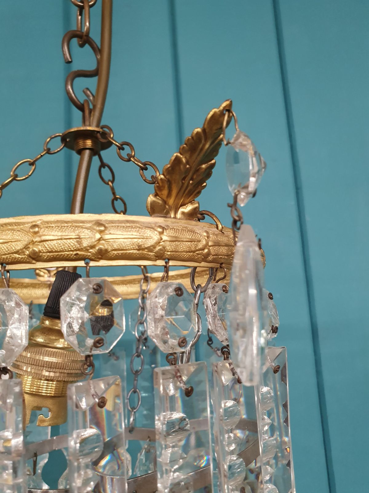 Early 20th Century Small Lustre Chandelier 9" photo vinterior