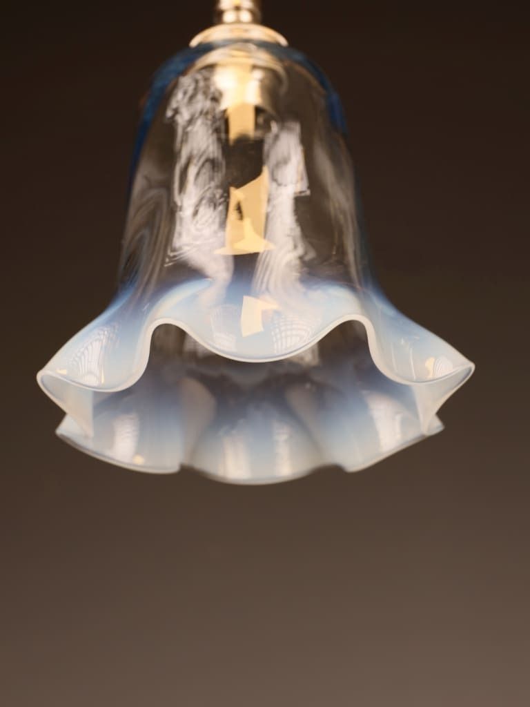 Pair Of Art Nouveau Hand Blown Opaline Glass Pendant Lights, Circa 1900–1915 photo vintage