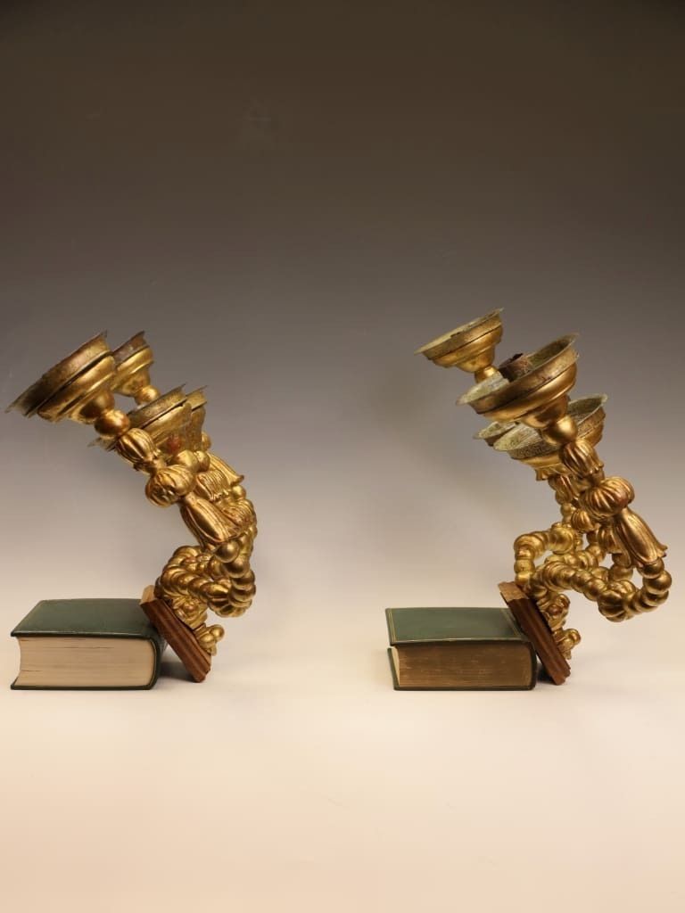 Rare And Important Pair Of Italian 18th Century Giltwood Four Arm Sconces photo buy