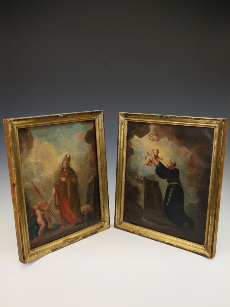 Fine Pair Of 18th Century French Religious Devotional Oil Paintings