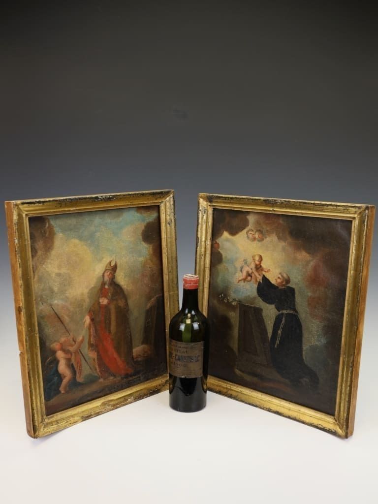 Fine Pair Of 18th Century French Religious Devotional Oil Paintings photo for sale