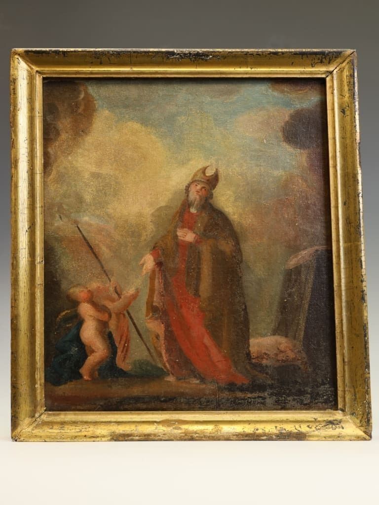 Fine Pair Of 18th Century French Religious Devotional Oil Paintings photo Art