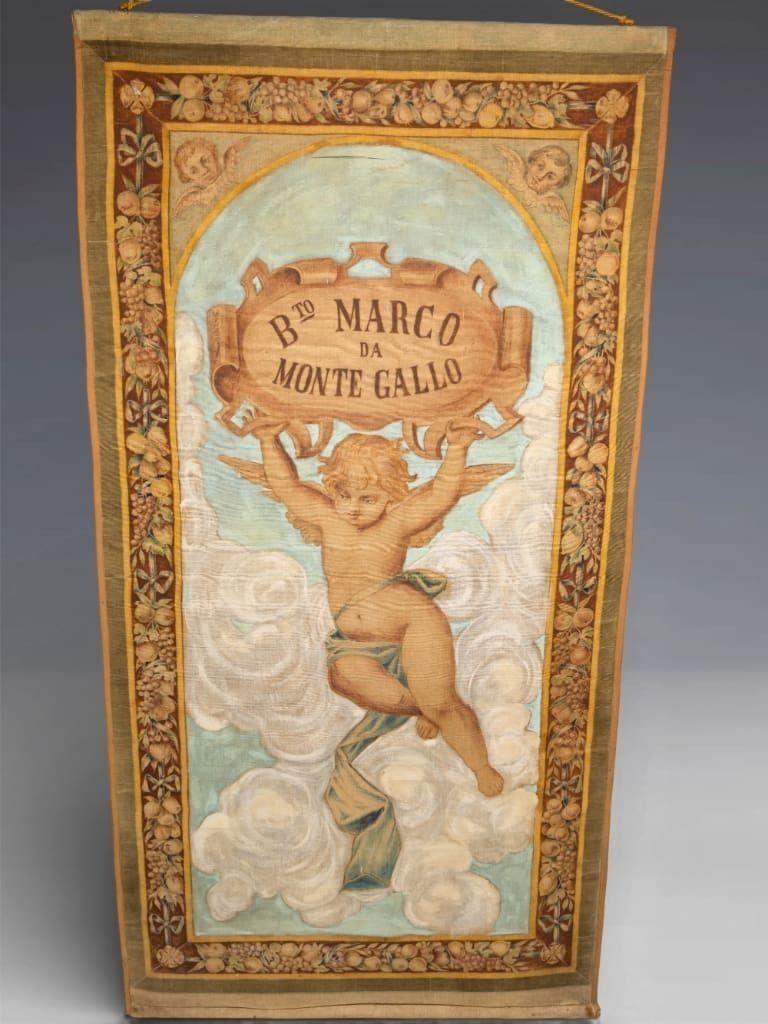 A Monumental Italian Devotional Painted Tapestry, 18th Century photo 1200.0
