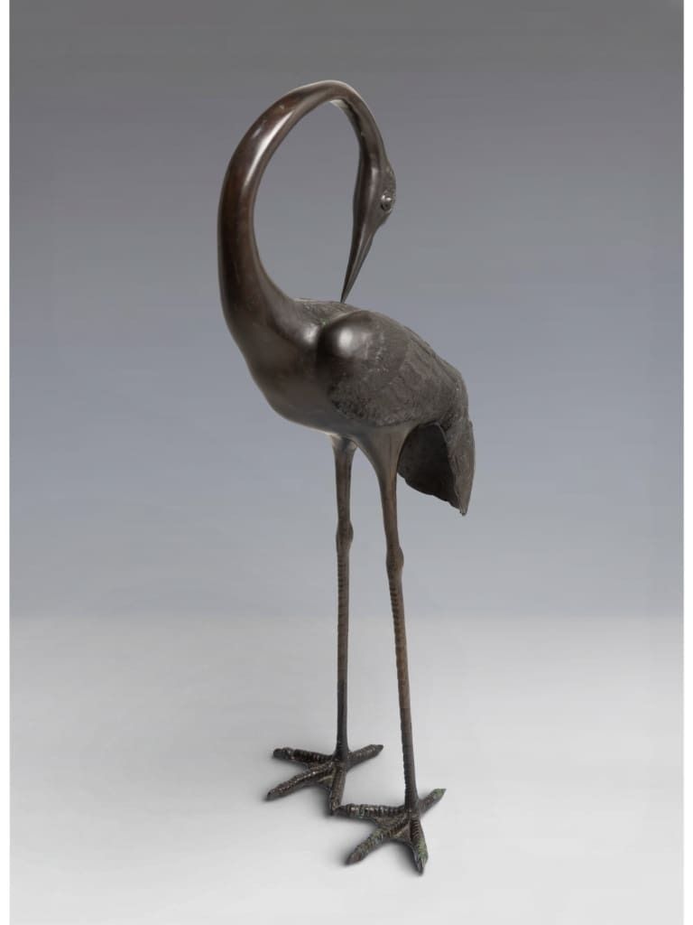 photo for sale A Pair Of Monumental Japanese Bronze Cranes, Meiji Period (1868–1912)